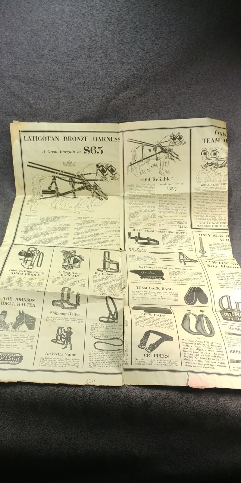 1920s Aniser Mercantile St Joseph Missouri Fold Out Ad Harness Hardware Antique