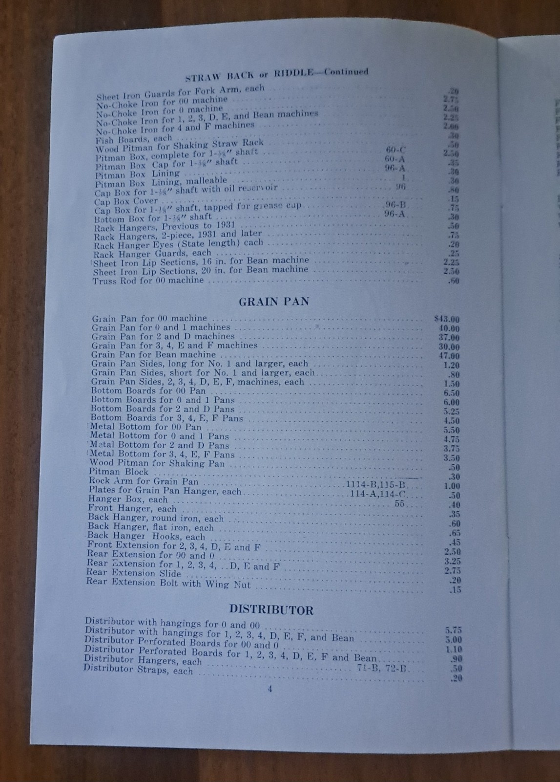 Pioneer Thresher Repair List. P865-3-36