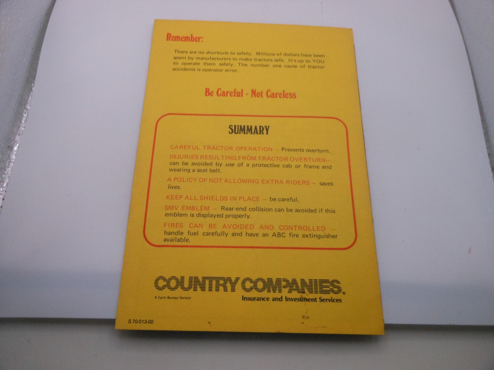 1977 Tractor Safety & You Brochure Country Companies Insurance & Investment Svc