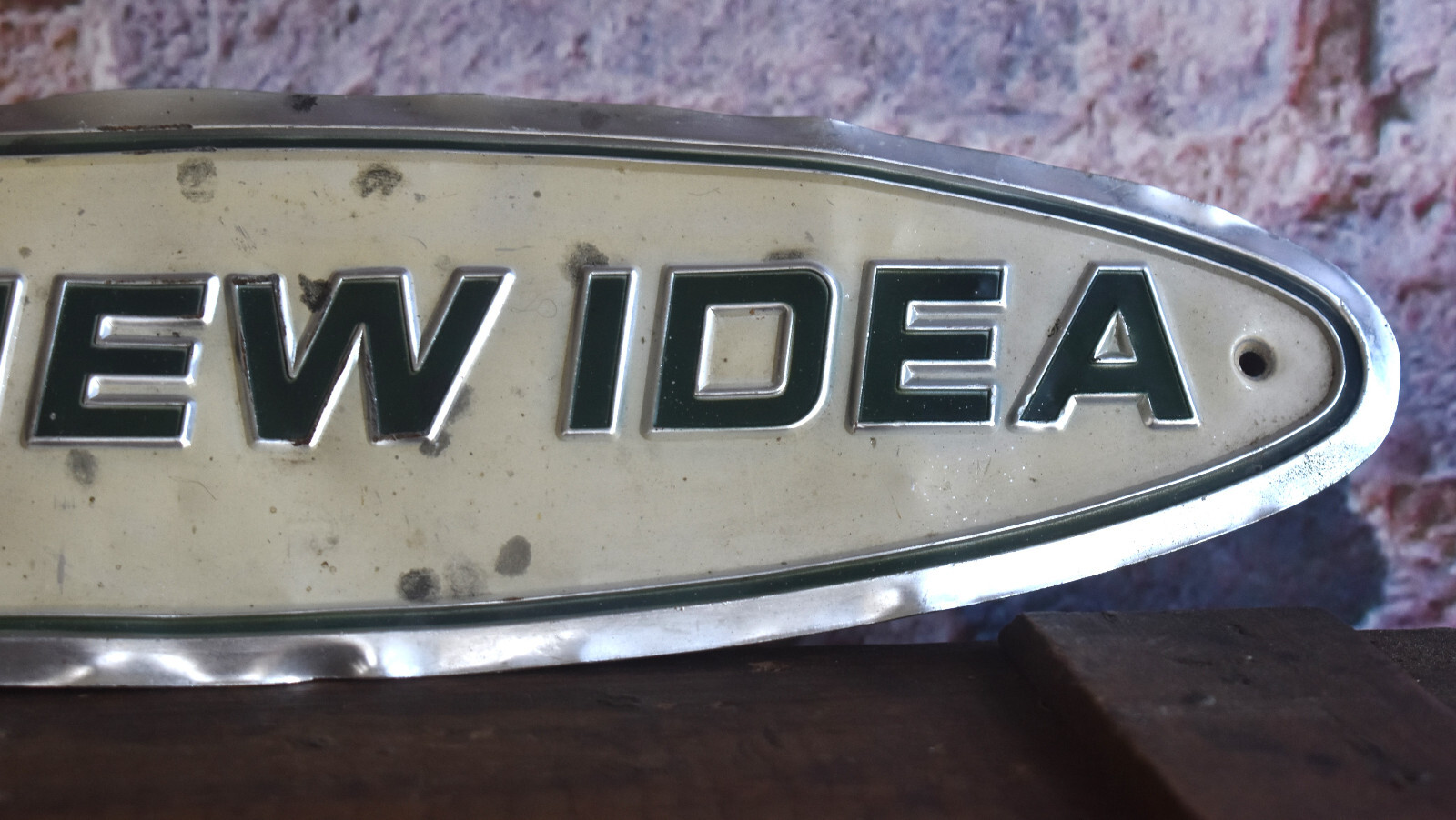 Vintage Avco New Idea Farm Implement Aluminum Advertising Emblem Sign
