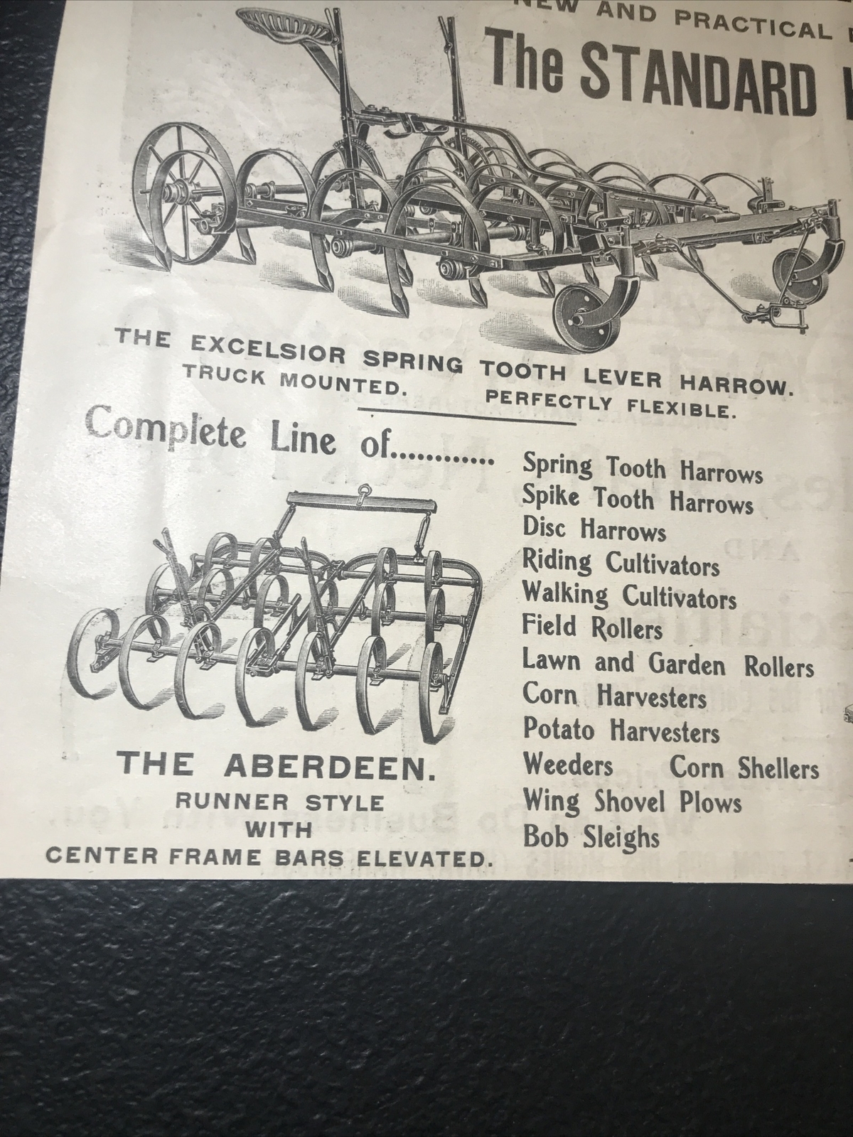 ORIGINAL 1900 The Standard Harrow Co. Farm Advertising – Utica – New York
