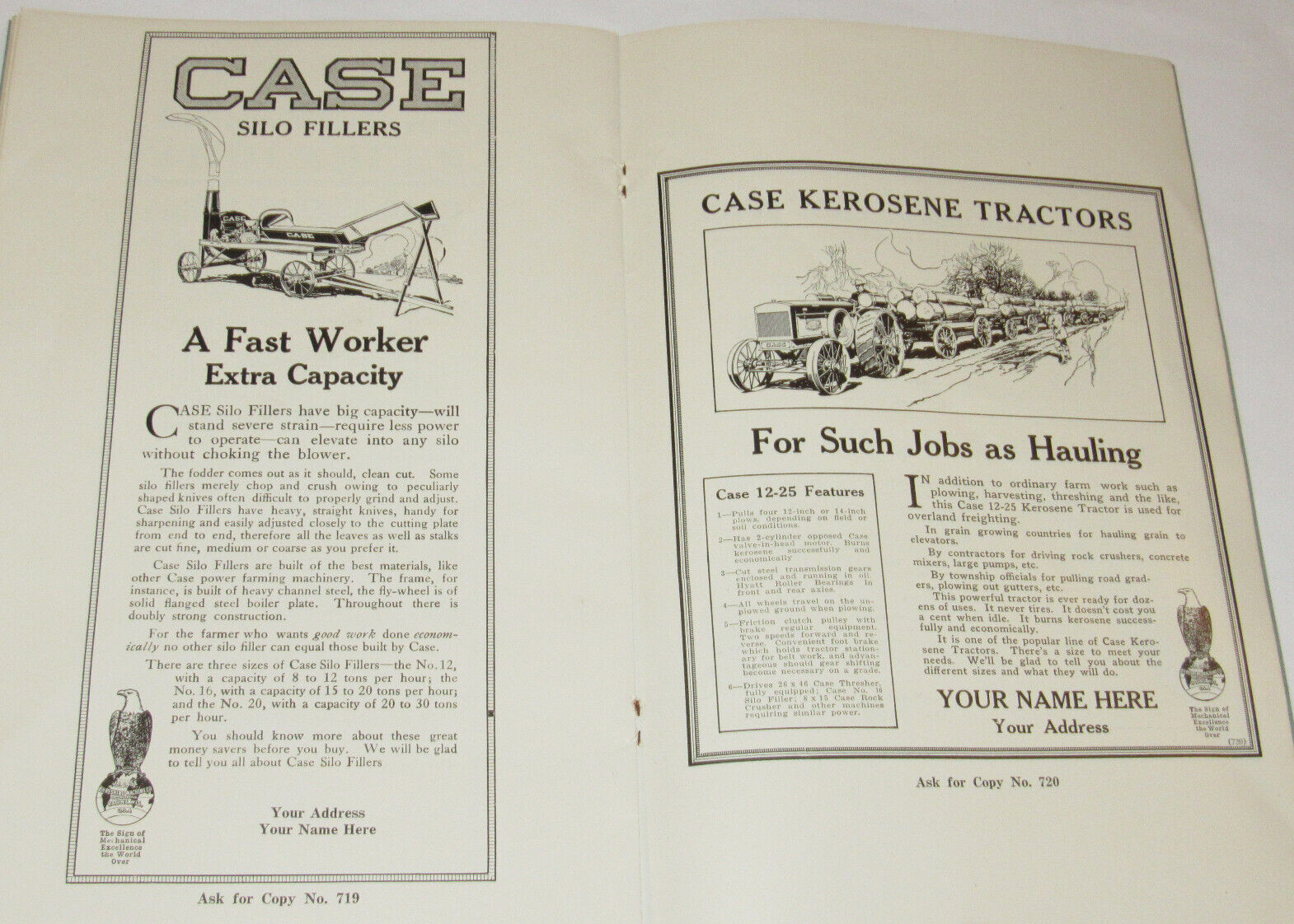 VINTAGE 1918 JI CASE DEALER READY-MADE ADS CATALOG! TRACTORS/THRESHERS/HAY BALER
