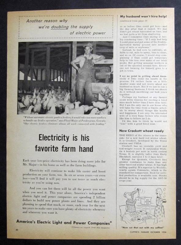 Original 1956 Light & Power Photo Endorsed Ad Floyd Major of Pendergrass Georgia