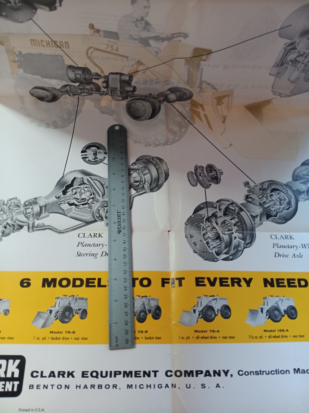 Clark Michigan Large Poster Power TRAINS for Wheel Loader