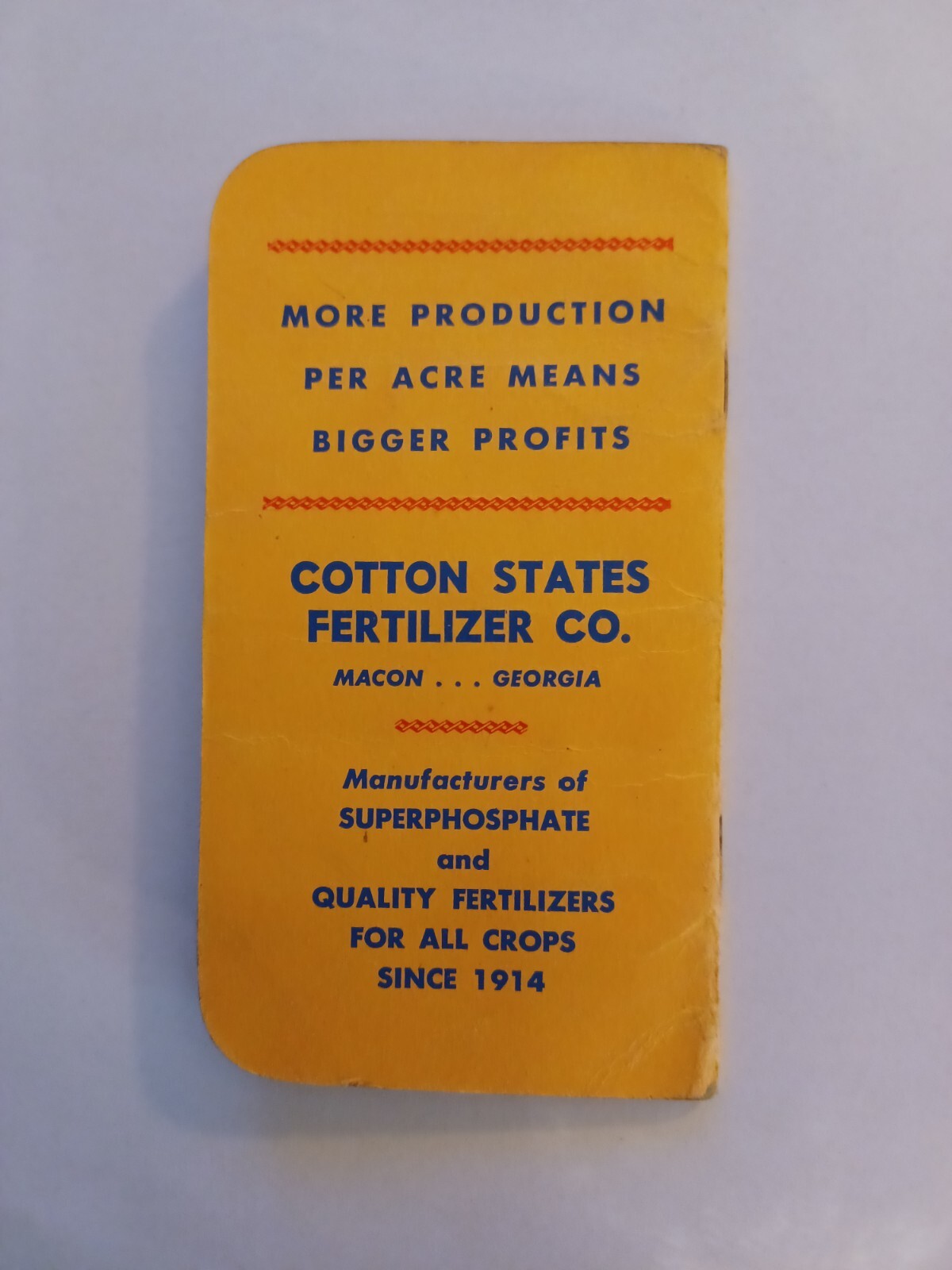 1949 Notepad Cotton States Fertilizer Blue Banner Macon Georgia