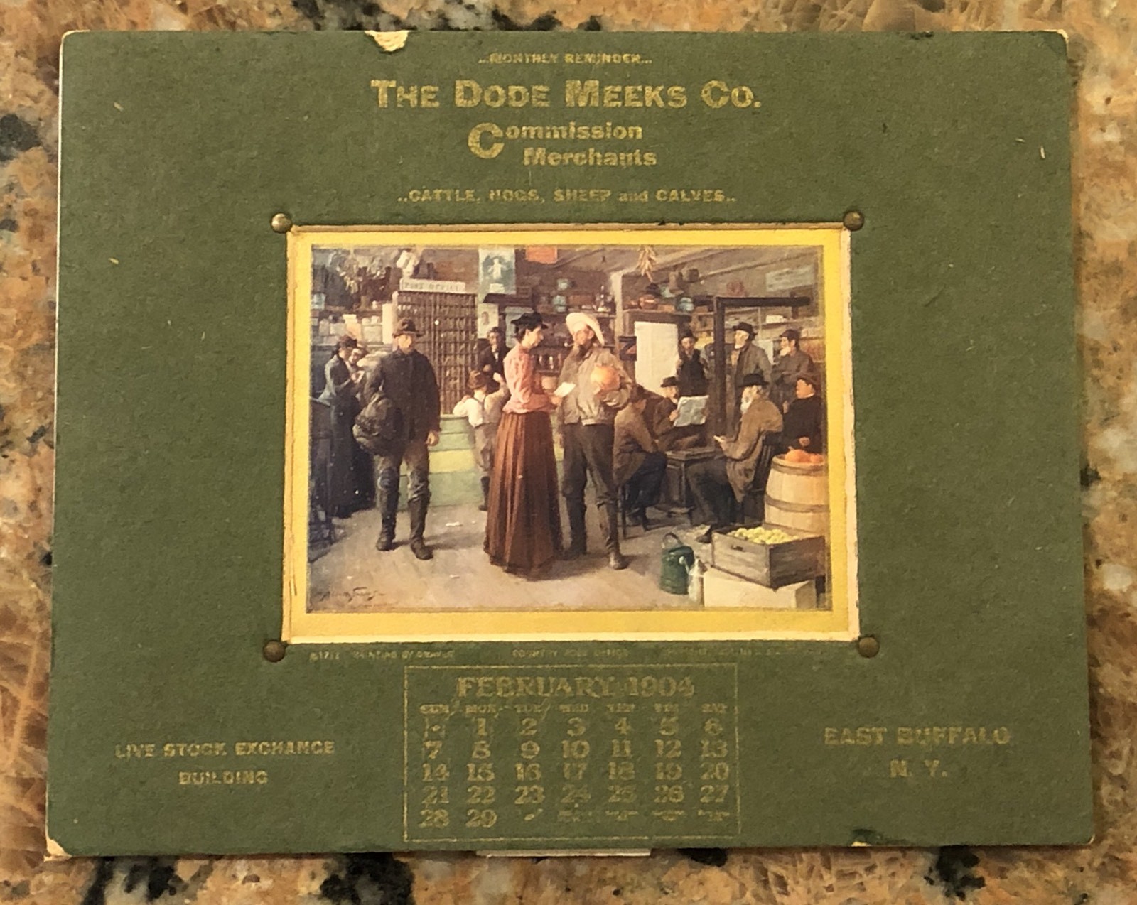 Feb 1904 Dode Meeks Co. Calendar Buffalo, N.Y. 5.5” X 7.5”