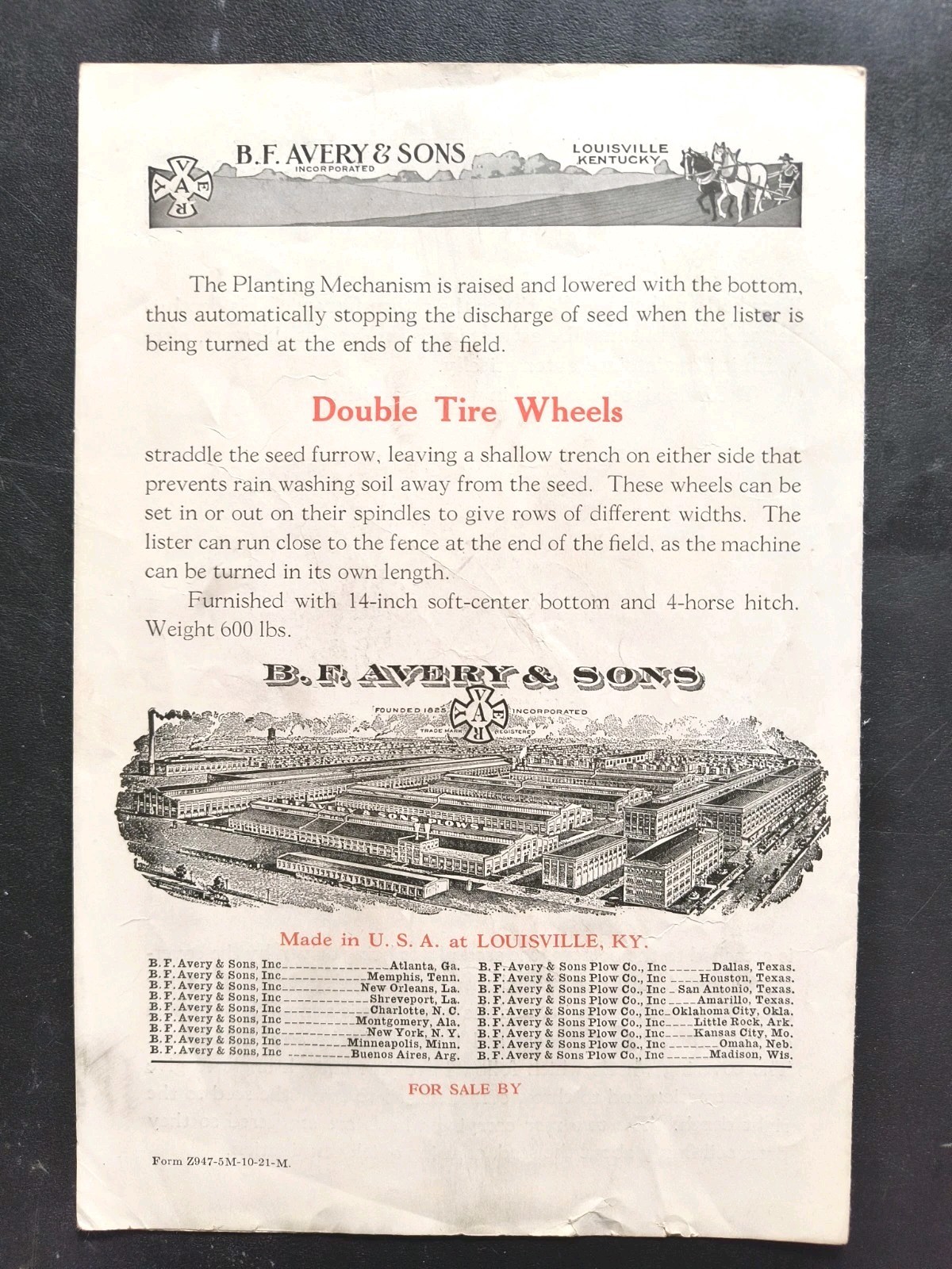 1920s B.F. Avery & Sons Plow And Harvest Co. Dealer Brochure Advertising Catalog