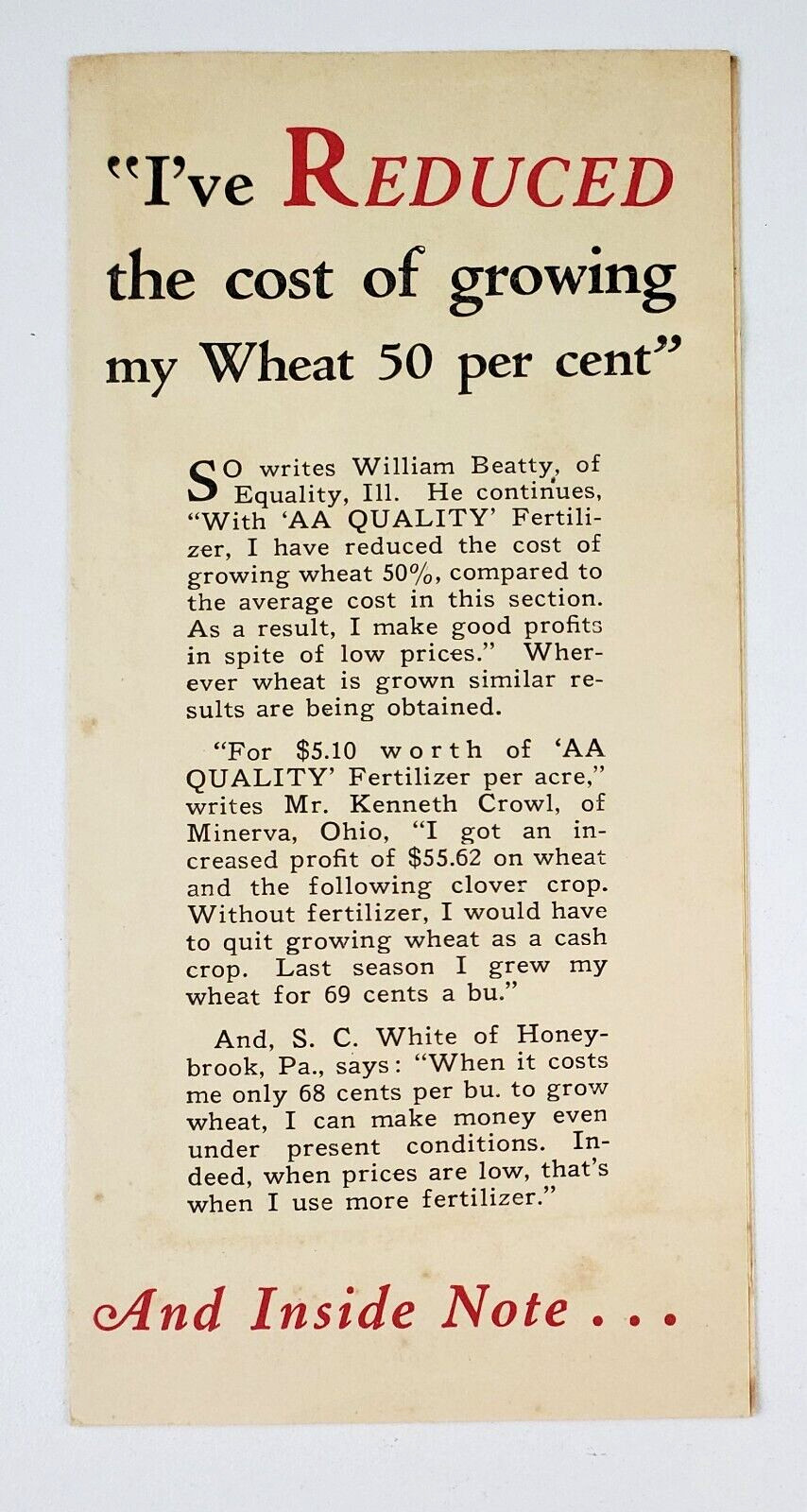 1930s Agrico American Agricultural Chemical Fertilizer Vtg Advertising Pamphlet