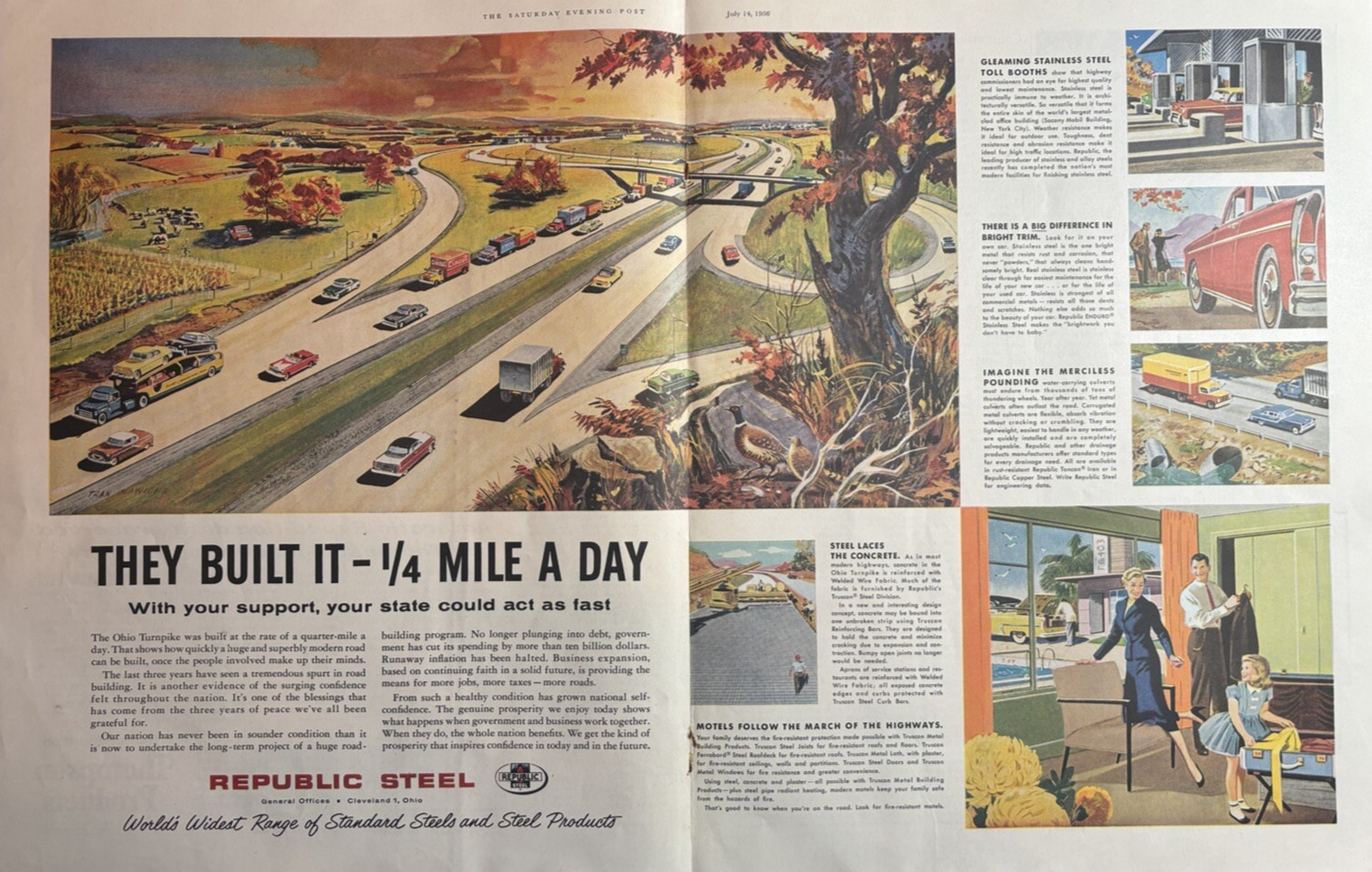 1956 Republic Steel Cleveland Ohio Worlds Widest Range Products VTG Print Ad