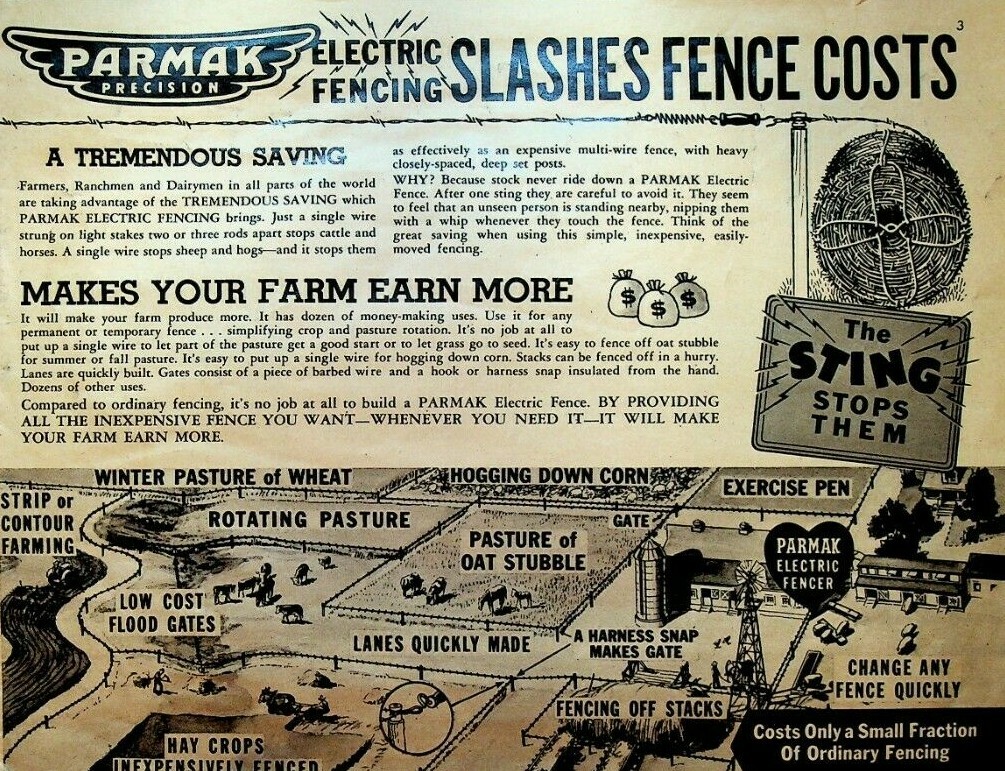 Parmark Electric Fence Booklet 1940 Parker McCrory Mfg Farms Agriculture