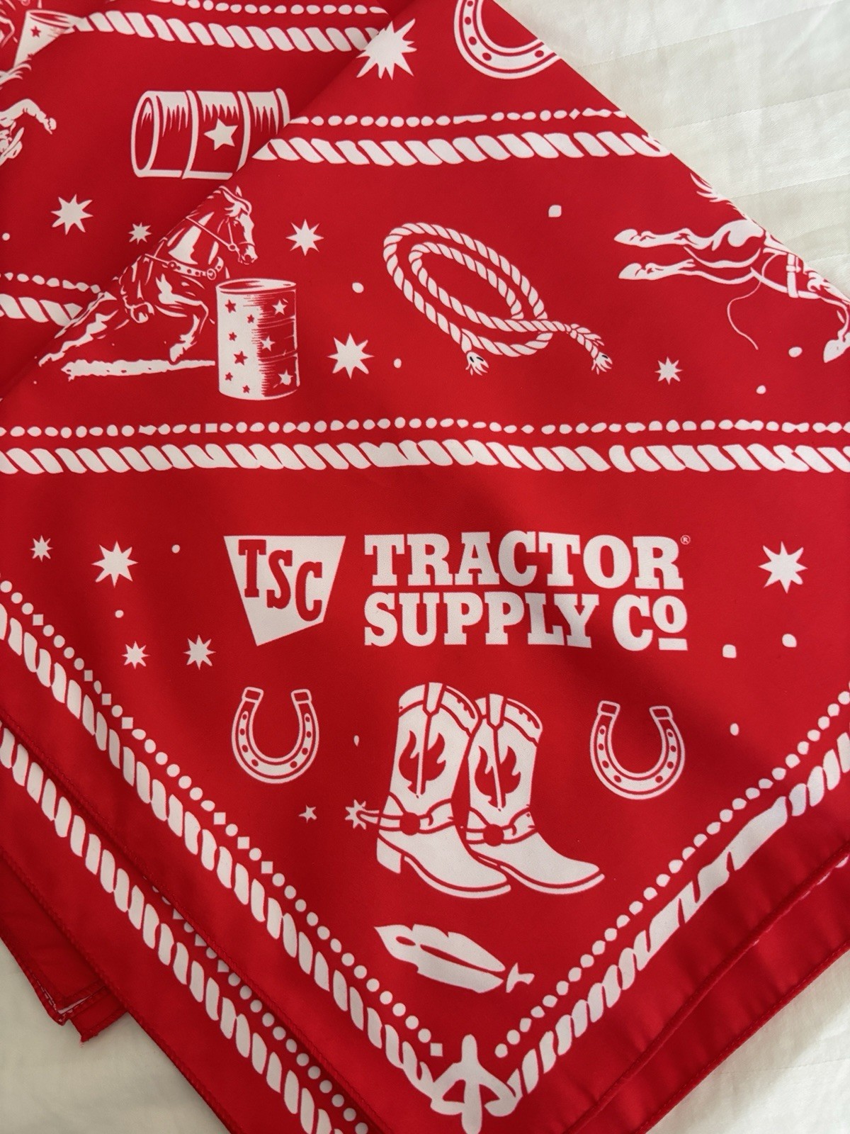 Tractor Supply Co. Red & White Bandanas Western Theme *Set of Two*