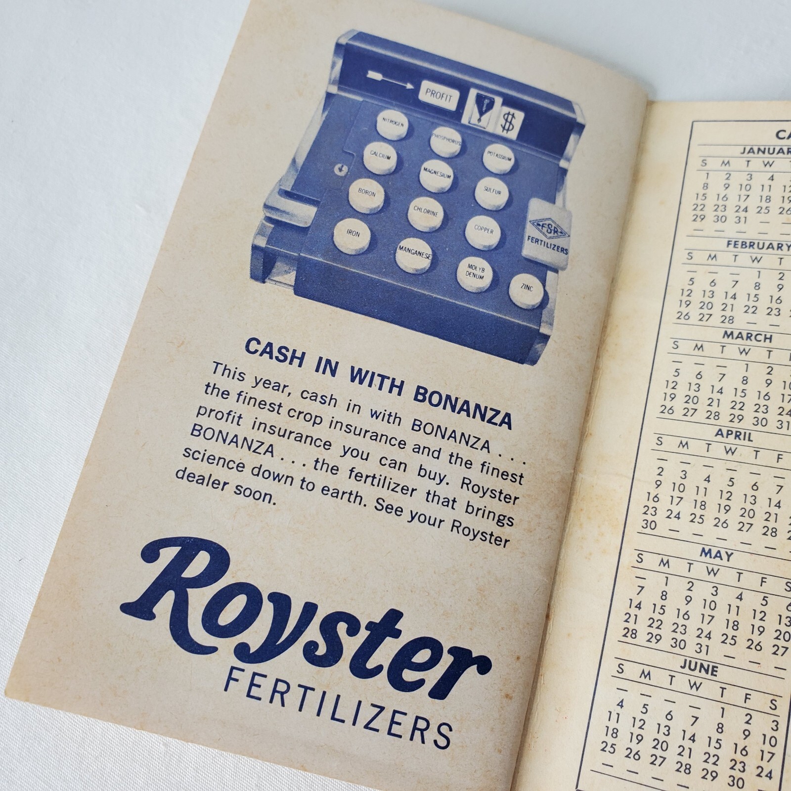 Vtg Farmers Memo Book Bonanza Fertilizer Advertisement Promo Farming 66 VA USA