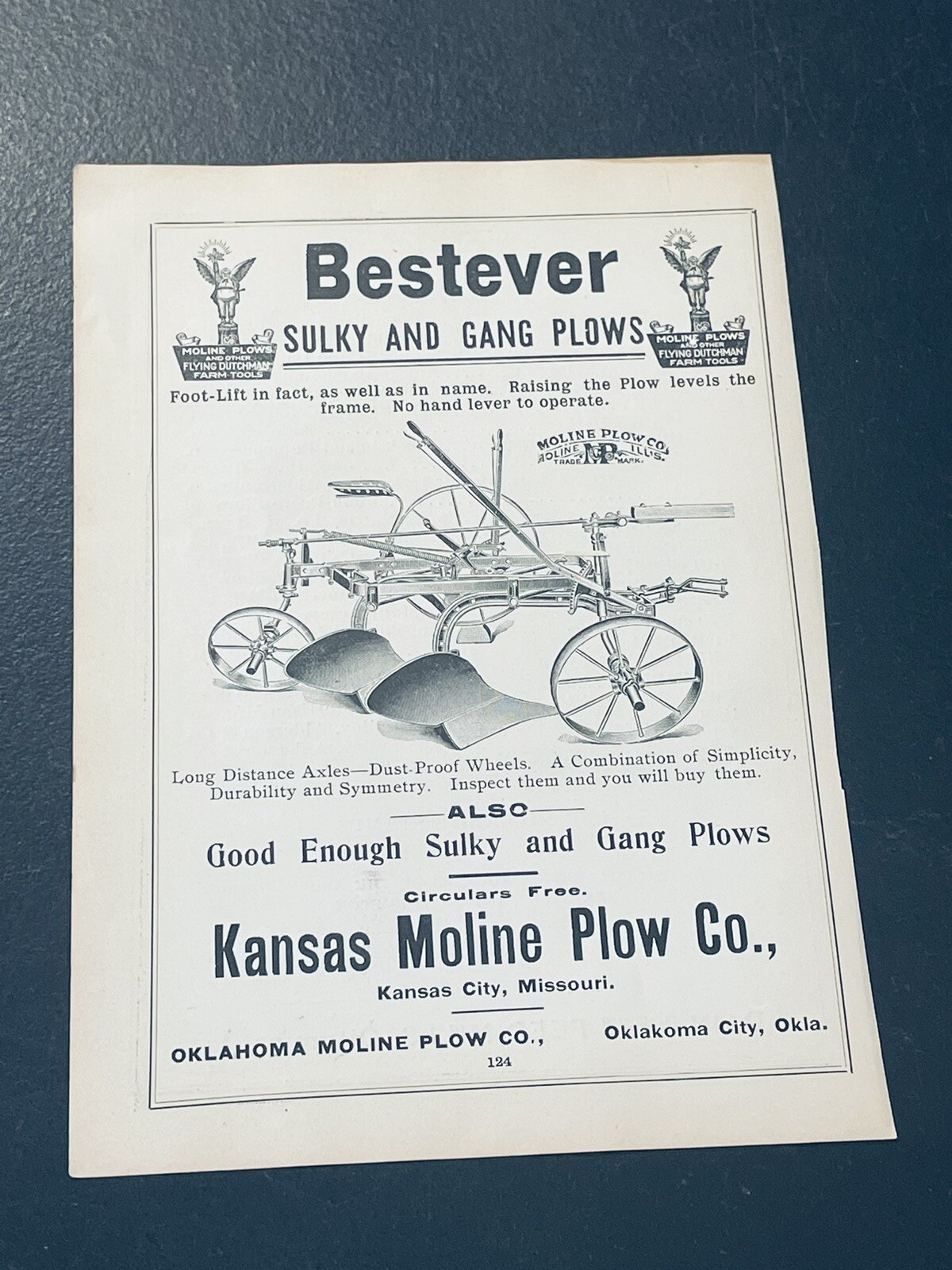 ORIGINAL 1907 Moline Plow Co. Farm Implement Advertising