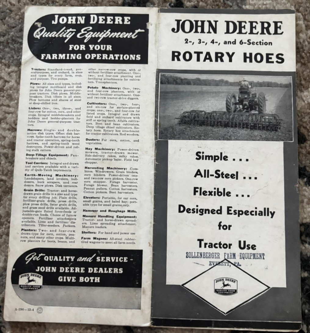 John Deere Rotary Hoes For 1953 Brochure DCPA26