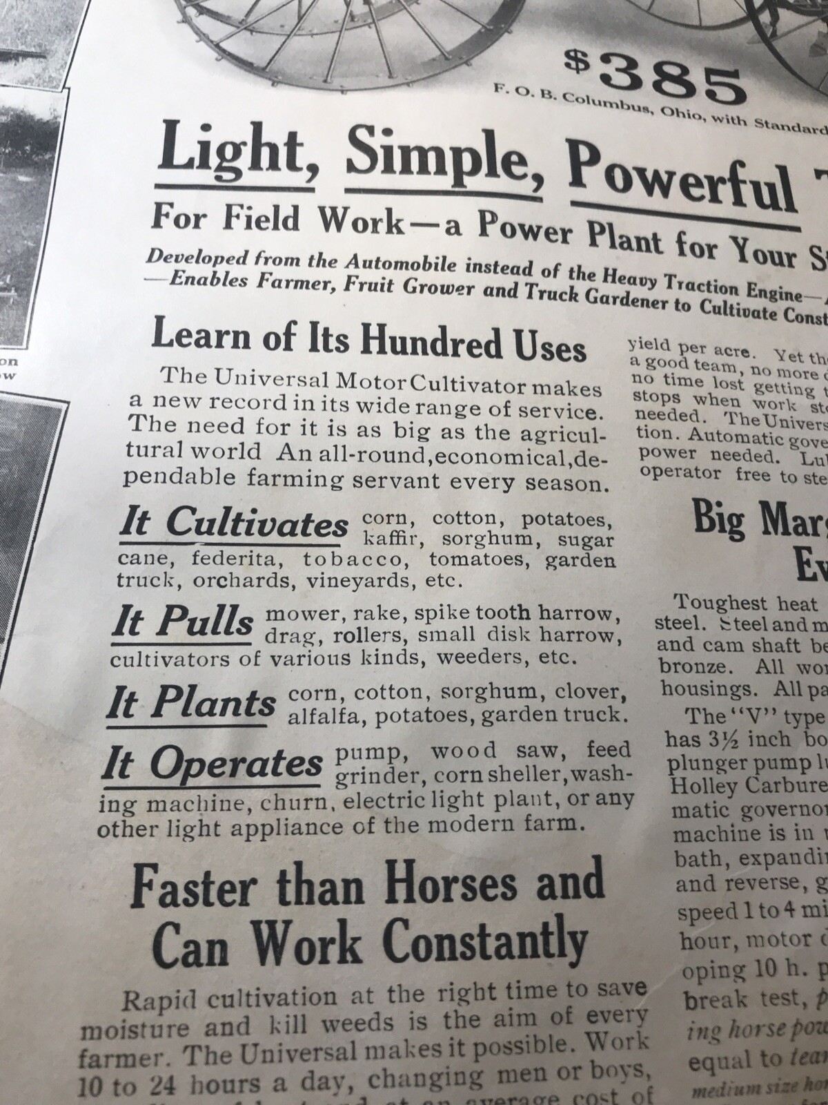 1914 Universal Tractor Motor Cultivator – Columbus – Ohio – Farm Advertising