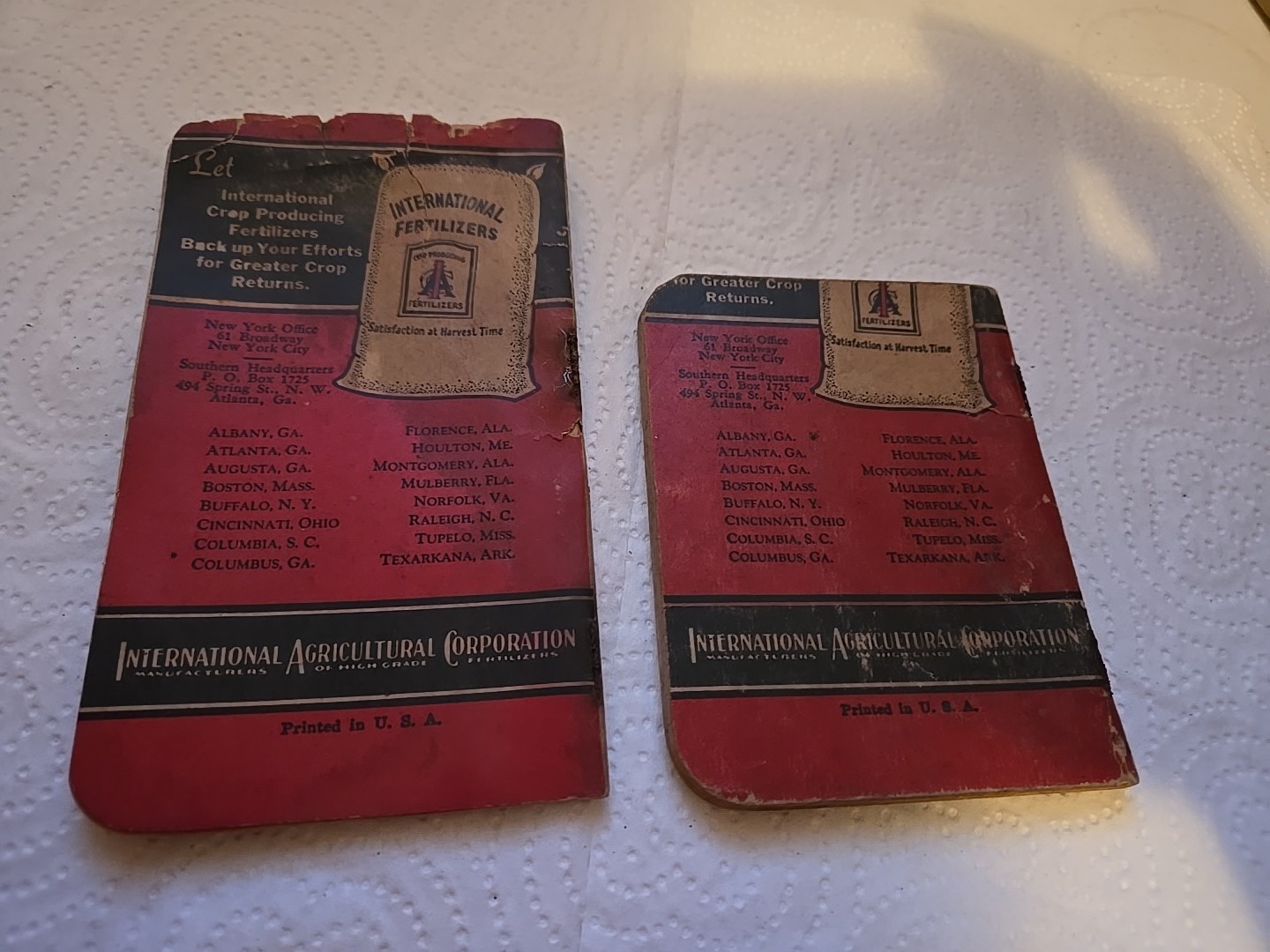 International Fertilizers Note Pads Vintage Farm Advertising Cincinnati, OH Ohio