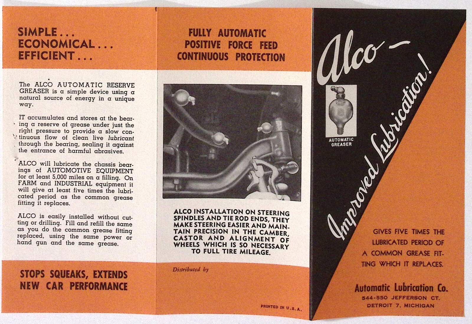 1953 Alco Grease Accumulator Brochure LOT Improved Lubrication Co Detroit MI