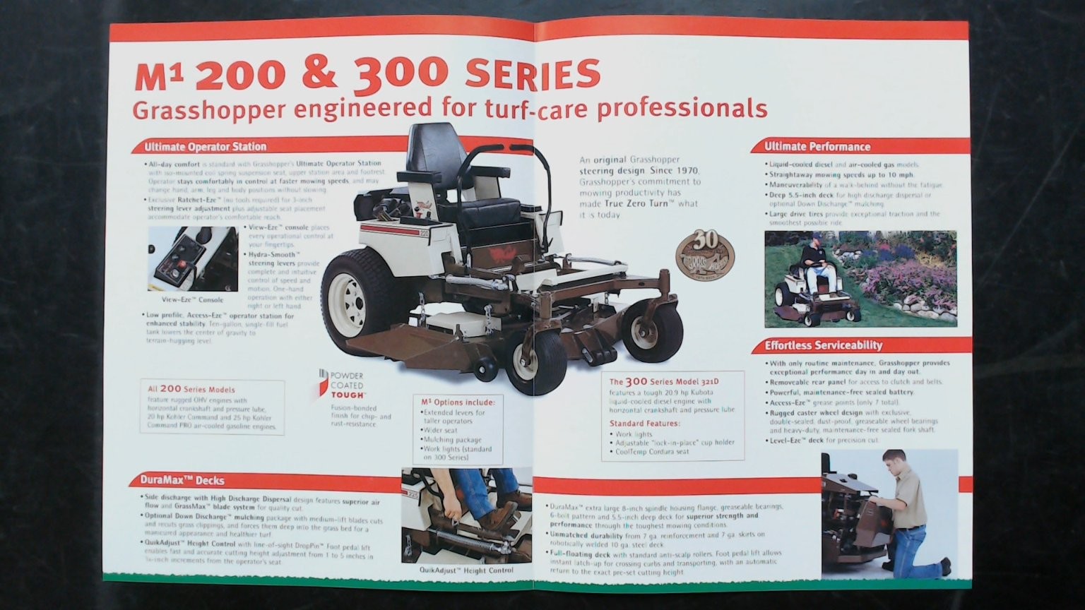 Grasshopper 200 & 300 Series M1 Mid-Mount Mowers Brochure Vintage