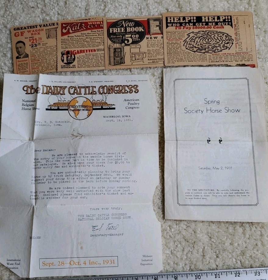 Vintage 1930s Dairy Cattle Congress Waterloo Iowa Books Ephemera Letterhead