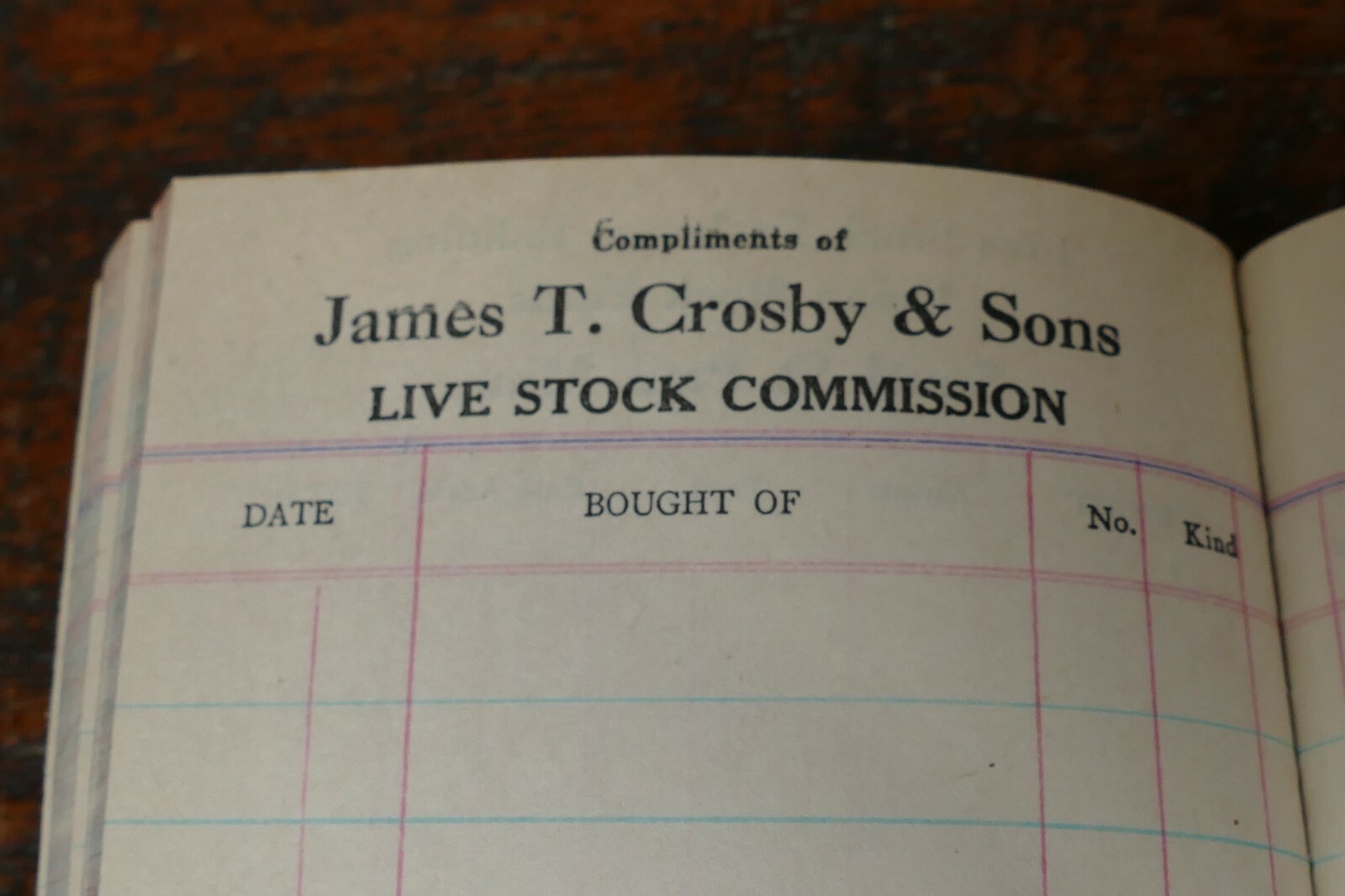 Vintage 1928 Crosby & Sons Union Stock Yard St. Paul MN Commission Ledger Book