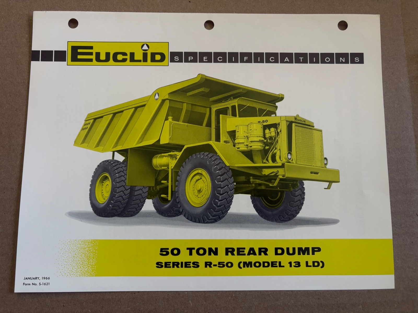 Vintage Euclid R-50 13 LD Dump Truck Specifications Sales Brochure
