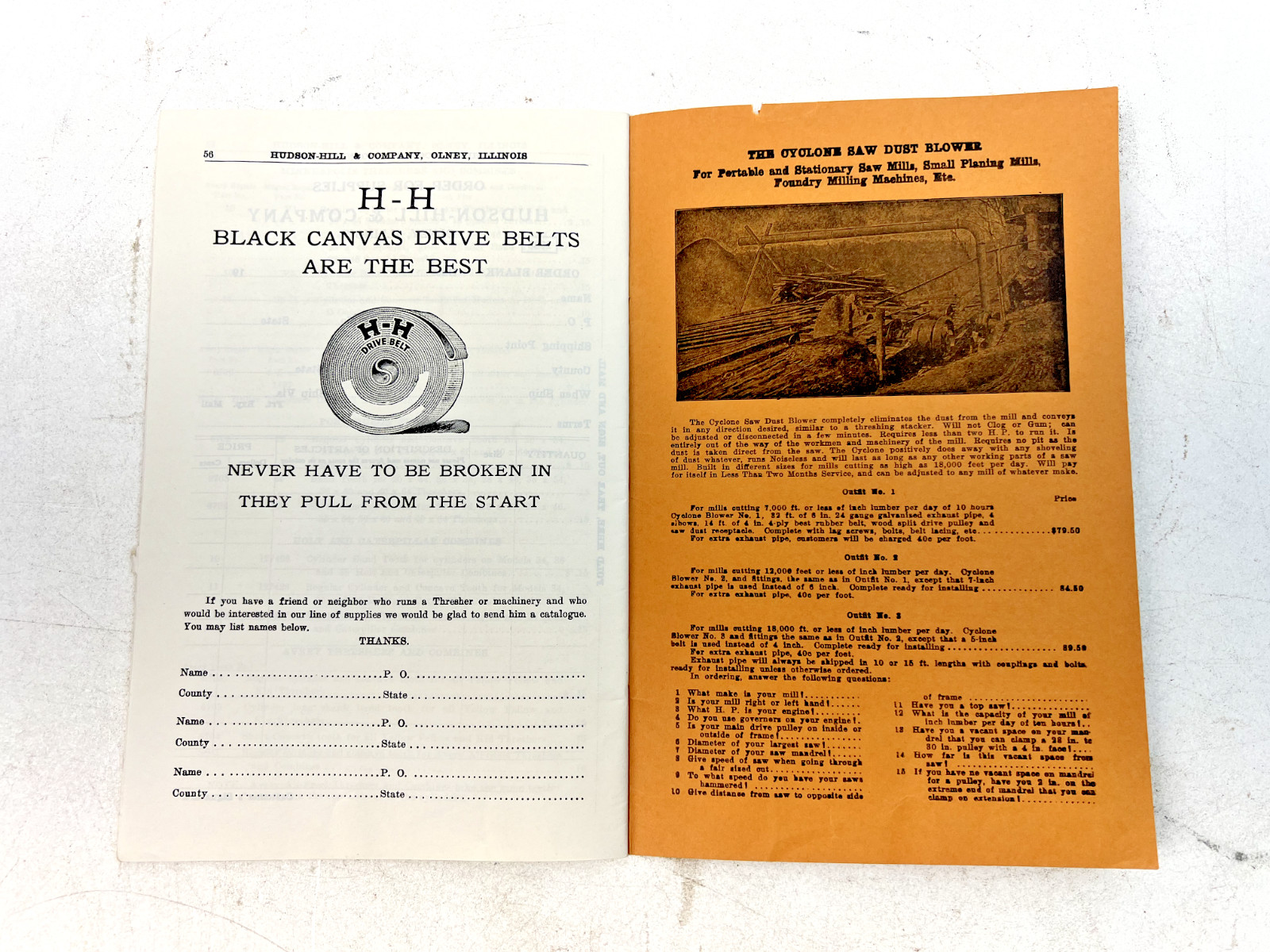 VTG 1938 & 1939 Thresher & Mill Supply Catalogue – Hudson-Hill & Co. – Olney, IL