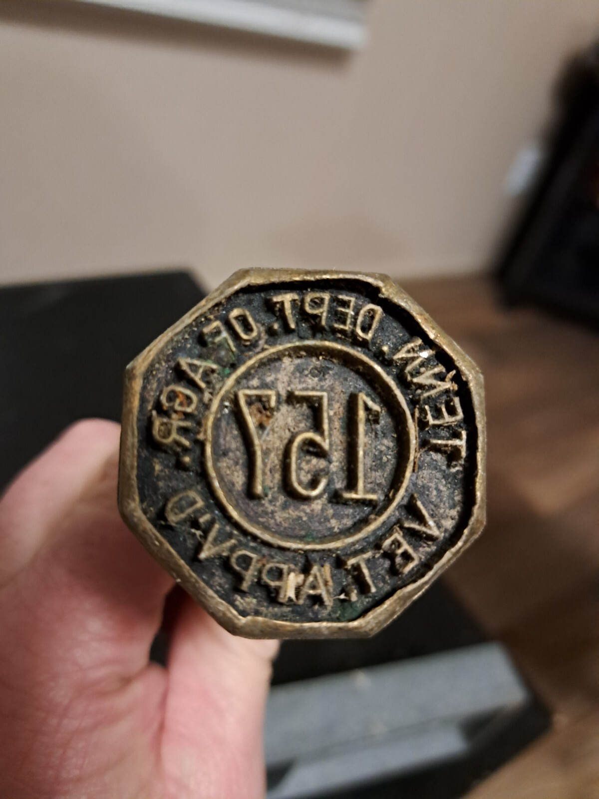 State Of Tennessee Agricultural Stamp Brass Antique