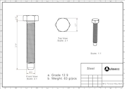 Autoacc Torsion Key Bolts Torsion Bar Adjustment Bolts Compatible with Silver…