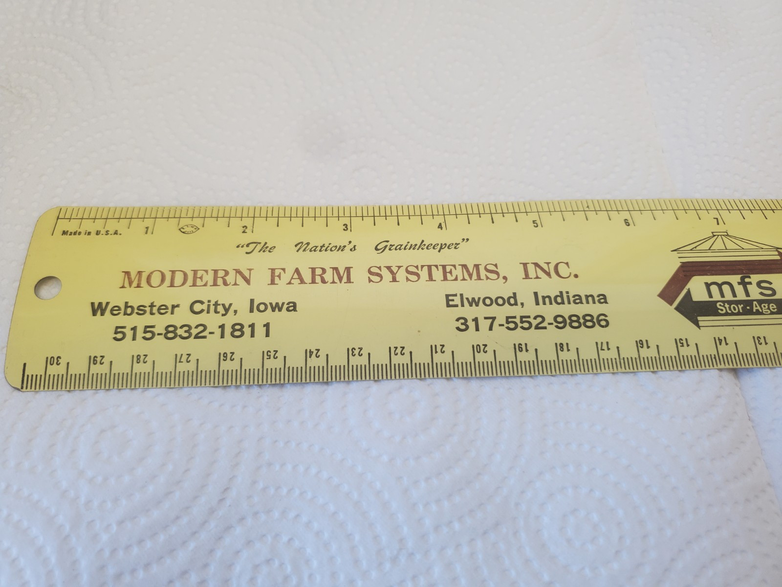 12&Prime; Metal Ruler Modern Farm Systems Webster City Iowa Elwood Indiana Grain Bins