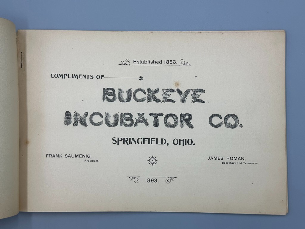 Rare 1893 BUCKEYE INCUBATOR CO Chicken CHICKS Farm Advertise BOOK Springfield OH