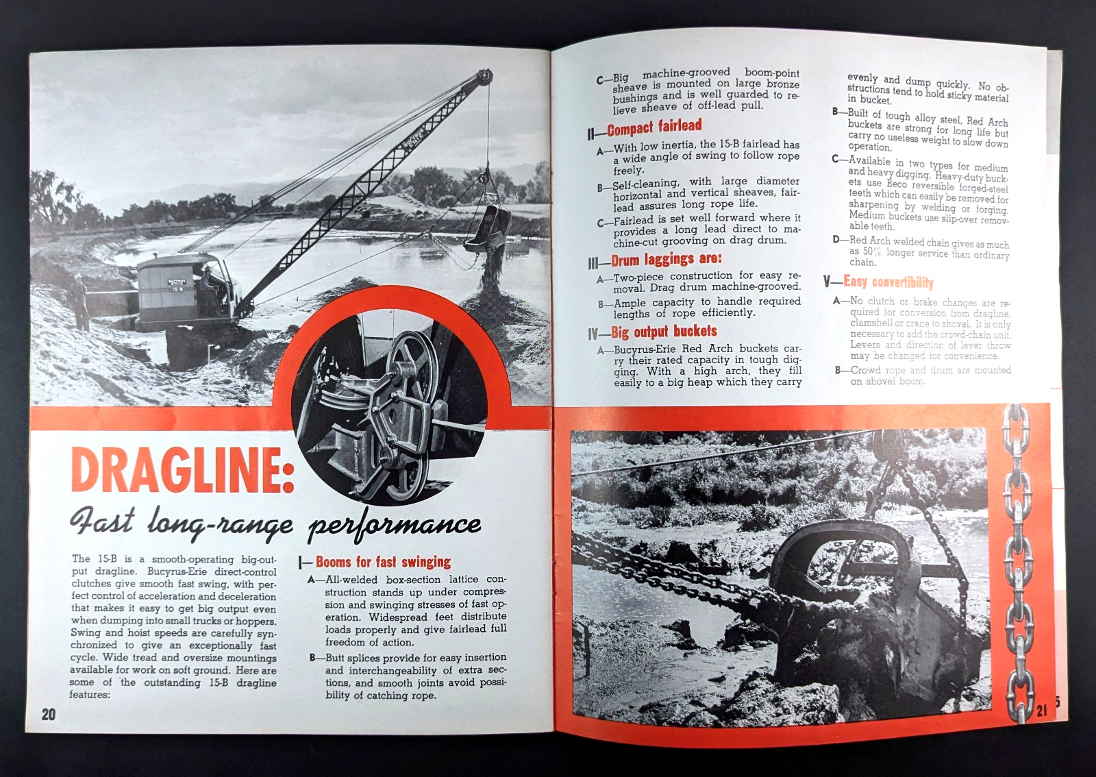 1955 Bucyrus Erie 15-B Brochure Bulletin Shovel Dragline Crane Dragshovel