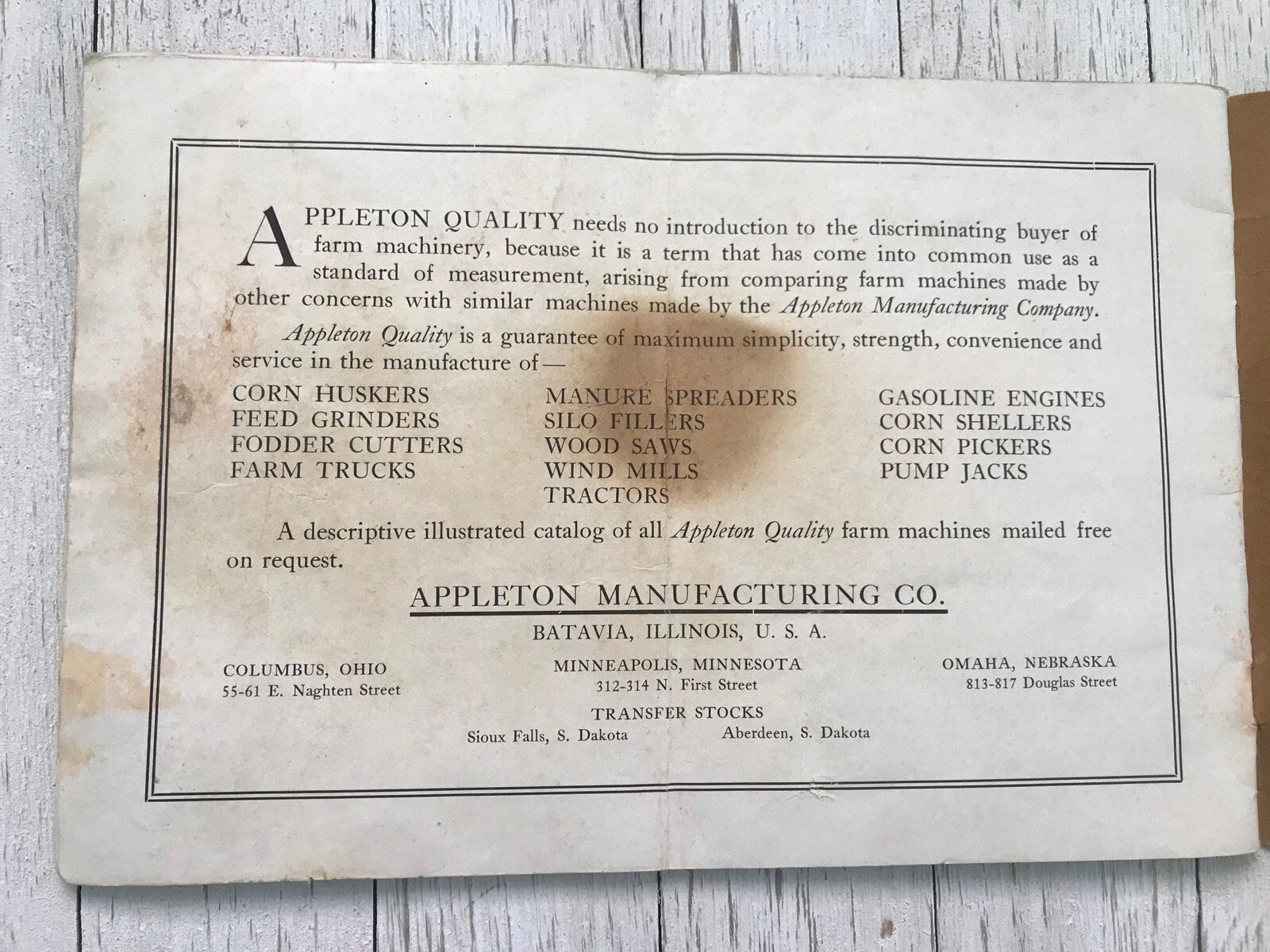 Early 1900&rsquo;s Appleton Corn Sheller Catalog New Hero 2-Hole Sheller