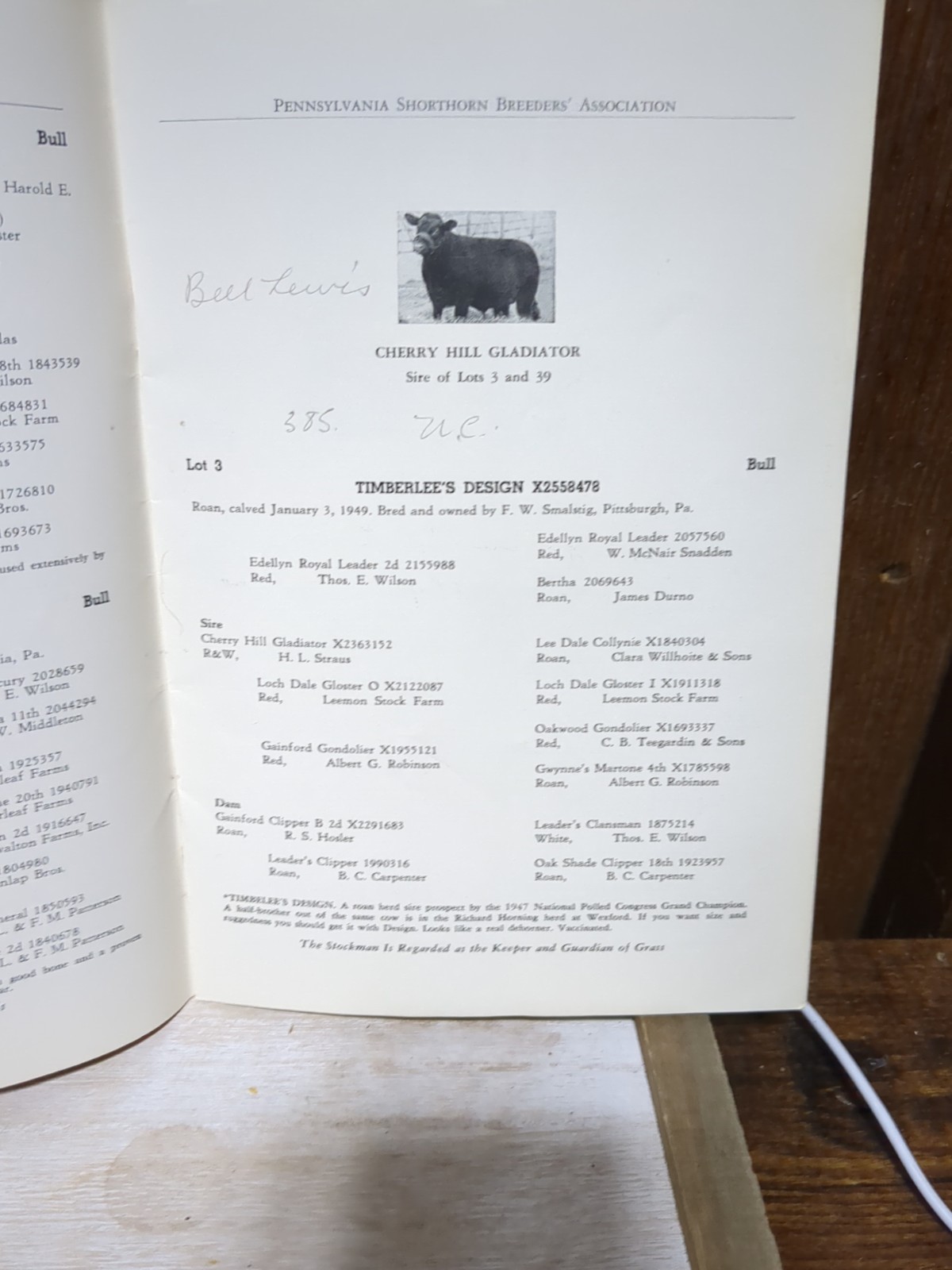 Vintage Shorthorn Cattle Auction Booklet Butler Pa Pennsylvania Breeders 1950