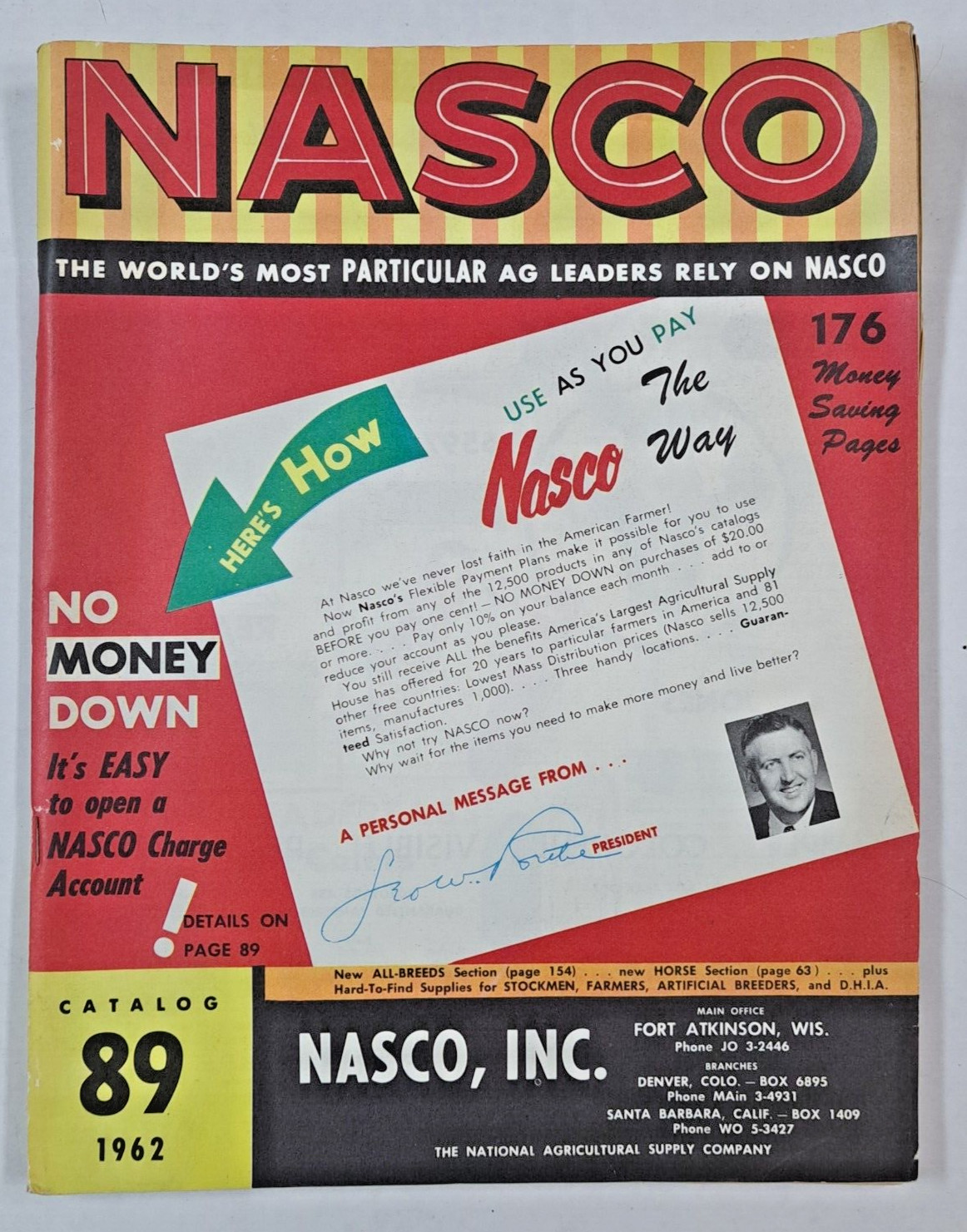 VTG 1962 NASCO Catalog #89 farm, equine, livestock, tools, tractor, implement