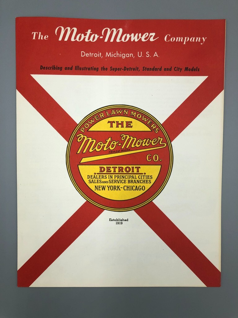 1940s MOTO-MOWER Co REEL LAWN MOWER Garden Tractor Vintage ADVERTISING Brochure