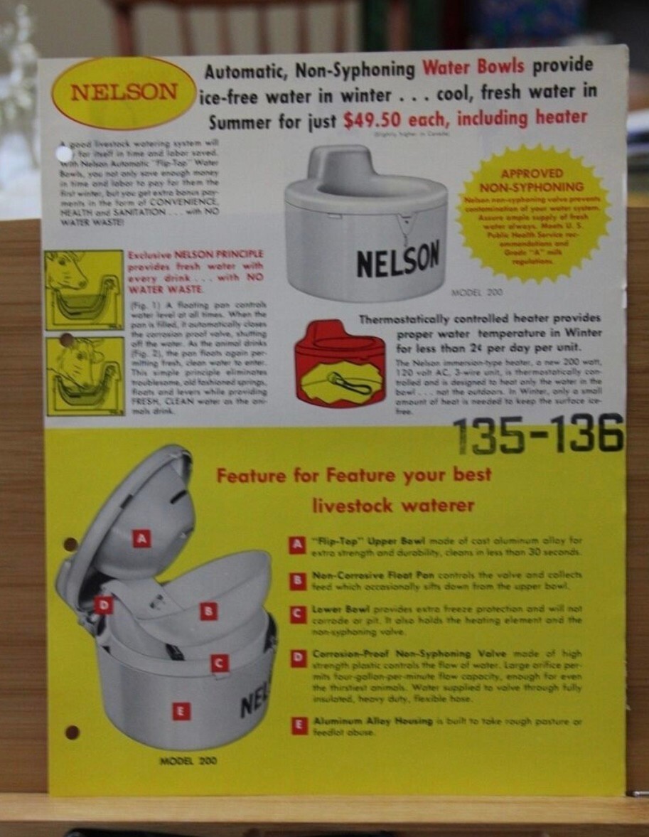 Dealer Brochure Nelson Manufacturing Automatic Water Bowls Cedar Rapids Iowa IA