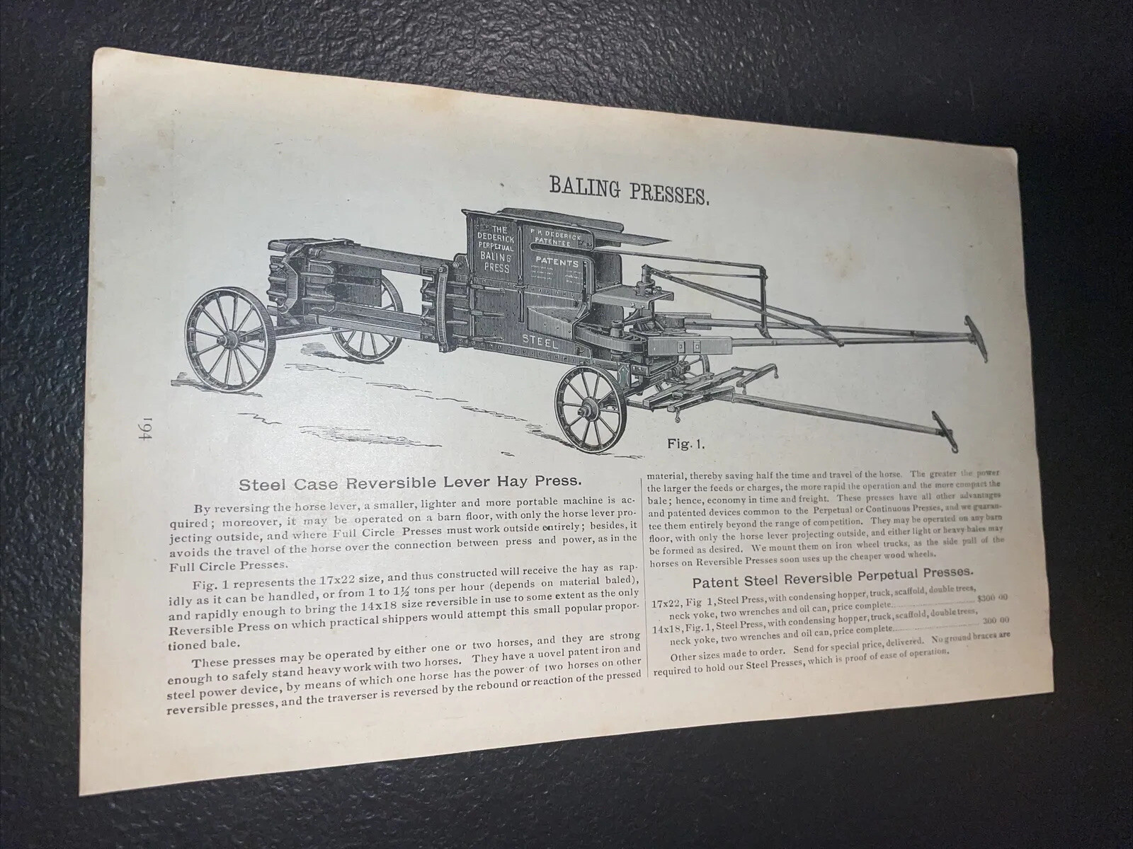1891 Baldwin – Dederick Bailing Presses – Farm Advertising- New Orleans