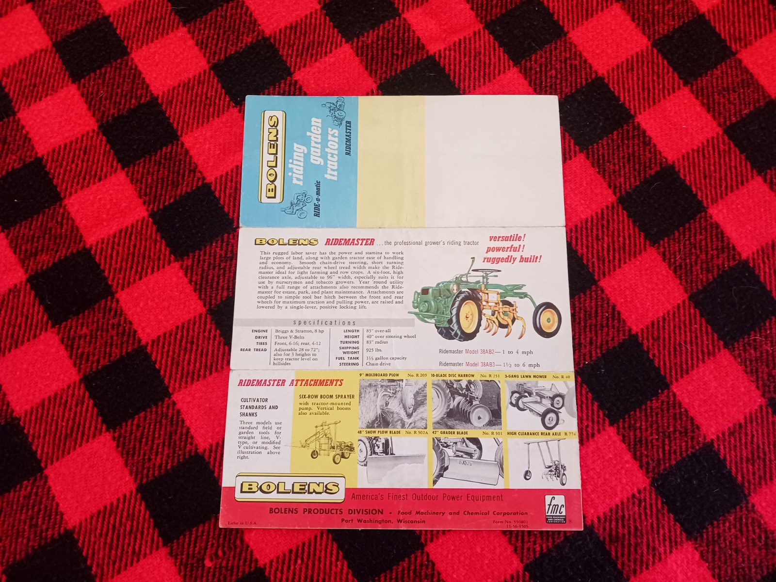 1956 Bolens Ride-A-Matic Garden Tractor Brochure Ridemaster Farm Catalog