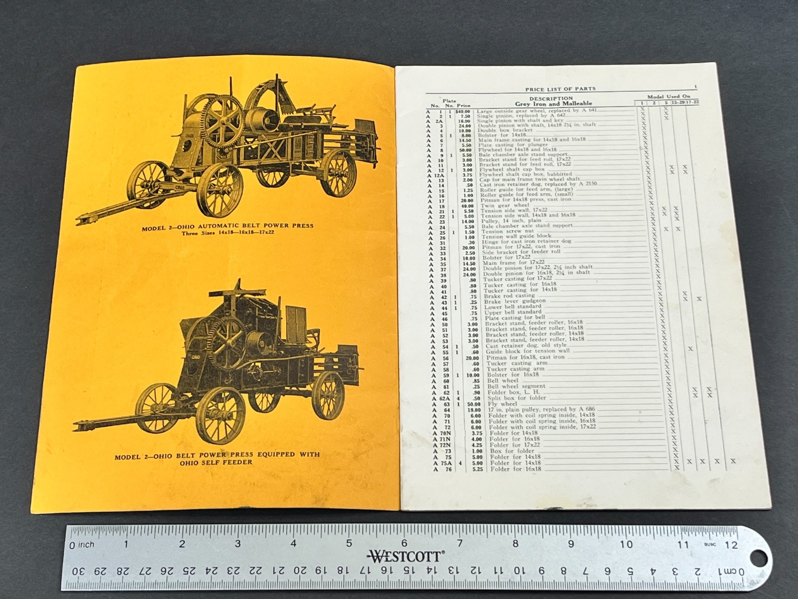 1920s Ohio Cultivator Automatic Hay Presses Parts Price List Repairs Bellevue OH