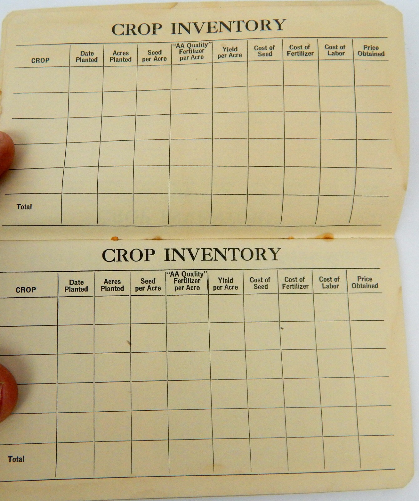 2B Crop Inventory Record Memo Books American Agricultural Chemical Company 1927