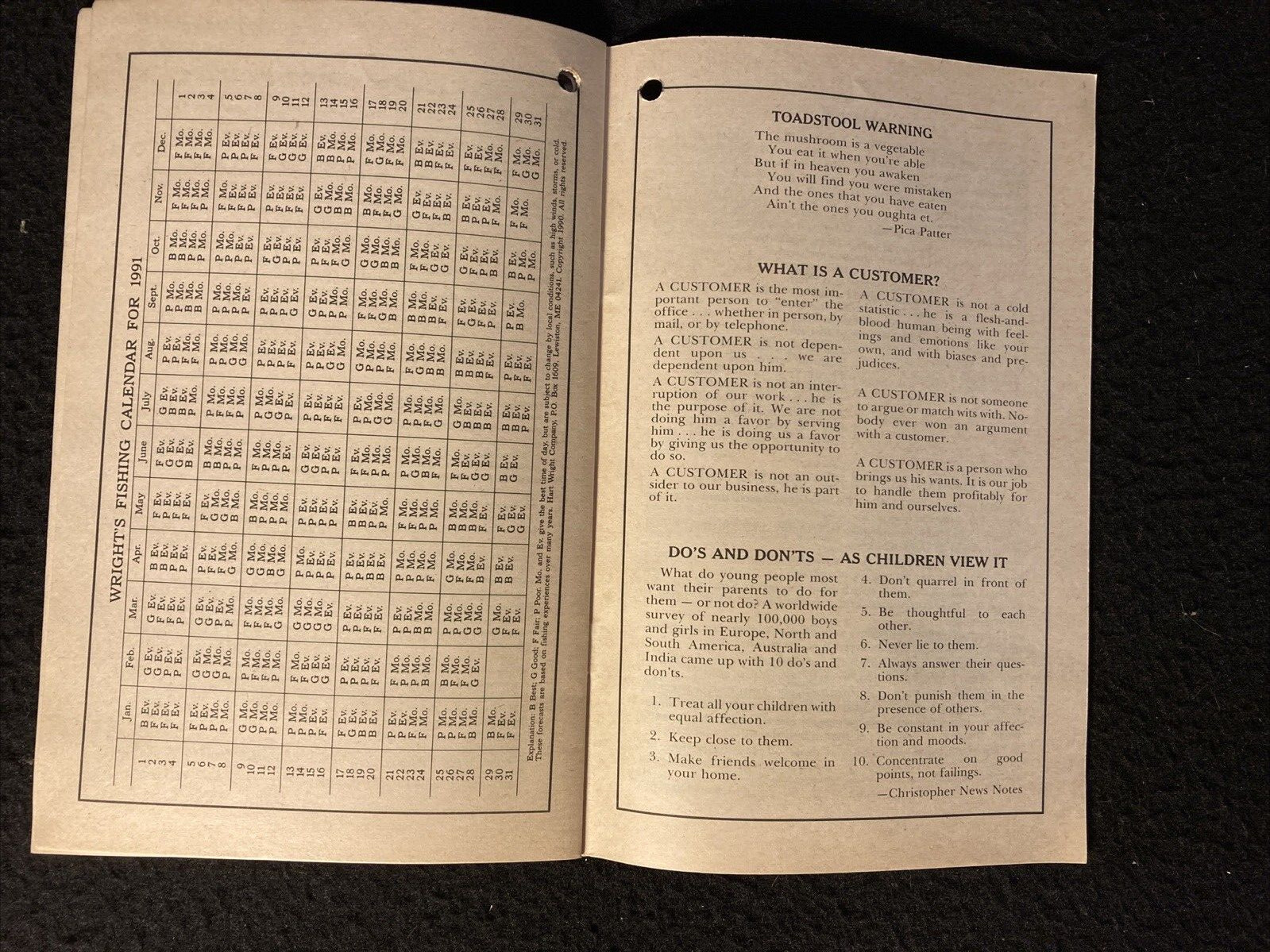 1991 Farmers Almanac from IGA Stores Vol 174 Planting Calendar Agricultural Plan