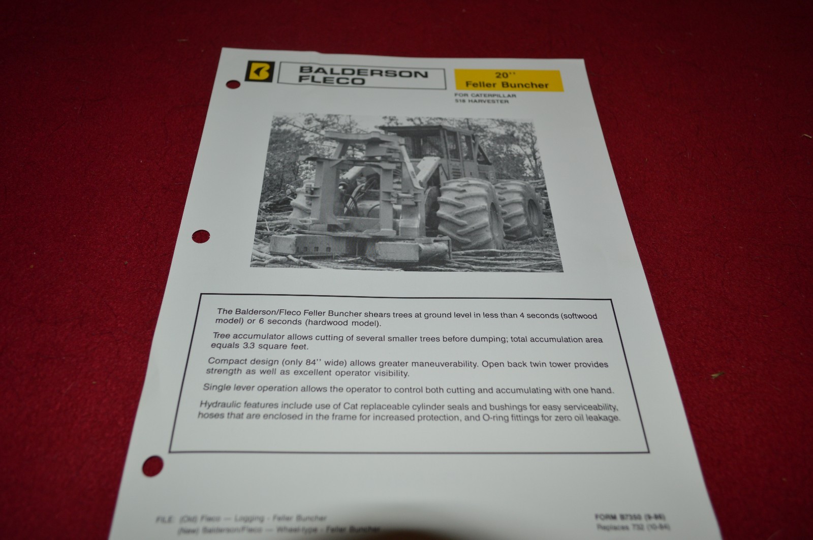 Caterpillar Balderson Fleco 20&Prime; Feller Buncher Dealer&rsquo;s Brochure DCPA8