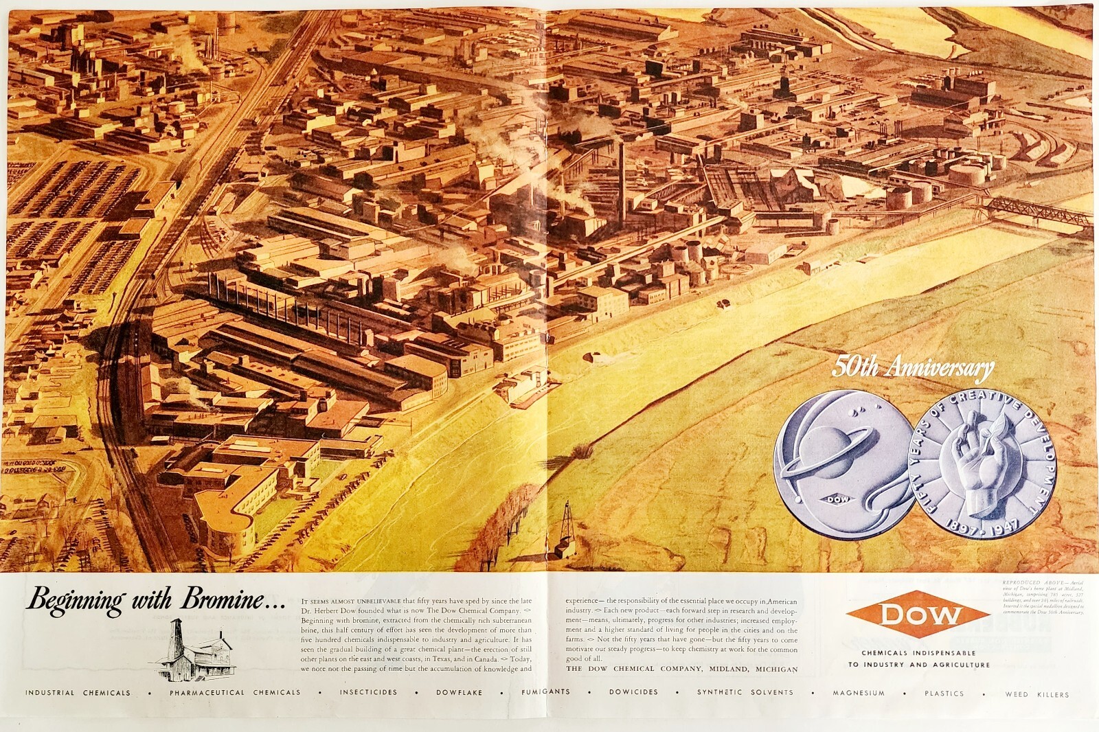 1947 DOW Industrial Chemical Advertisement 50th Anniversary Centerfold DWJJ20