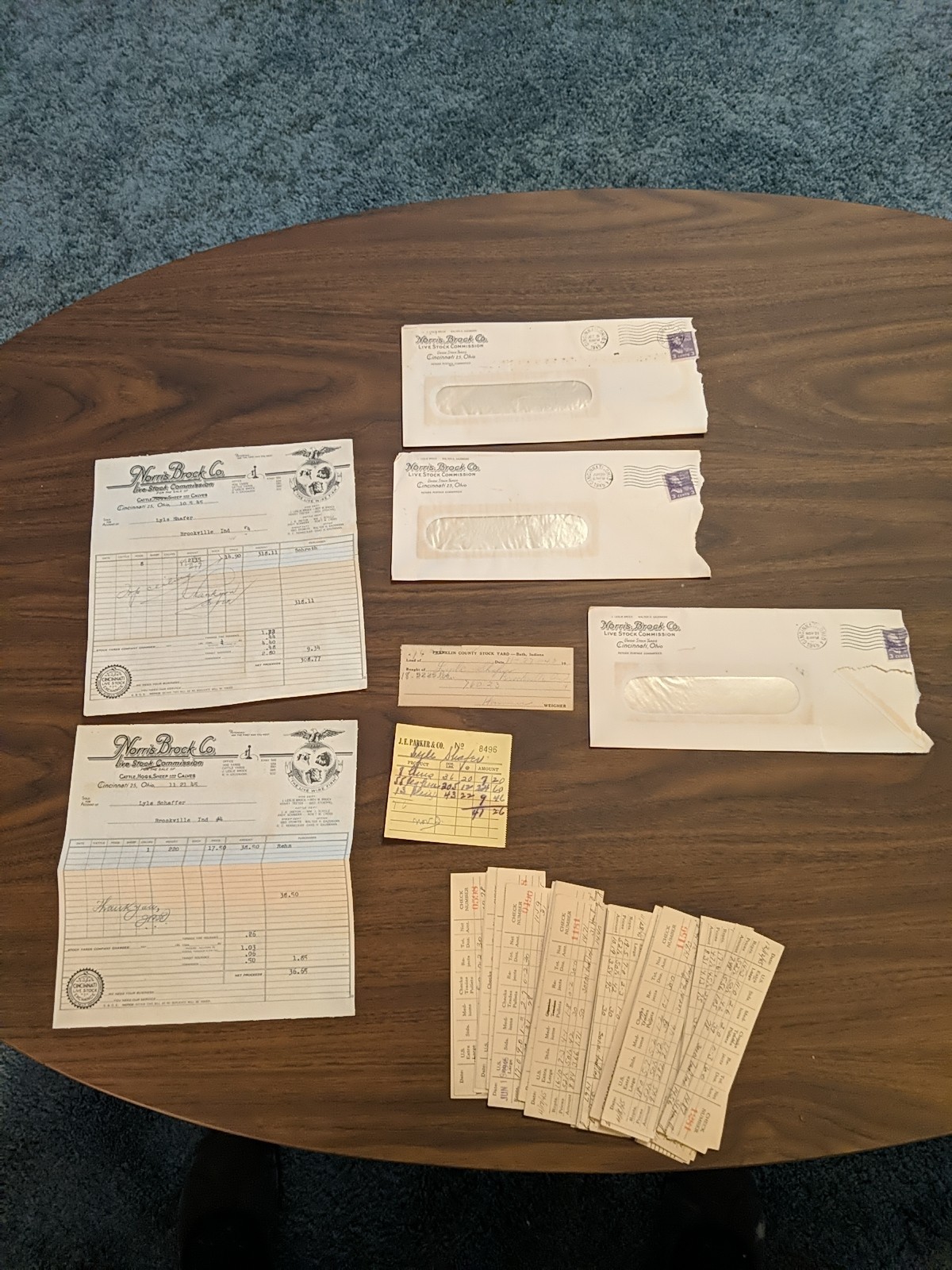 Vintage Livestock Commission Receipts, And Poultry Check Cards