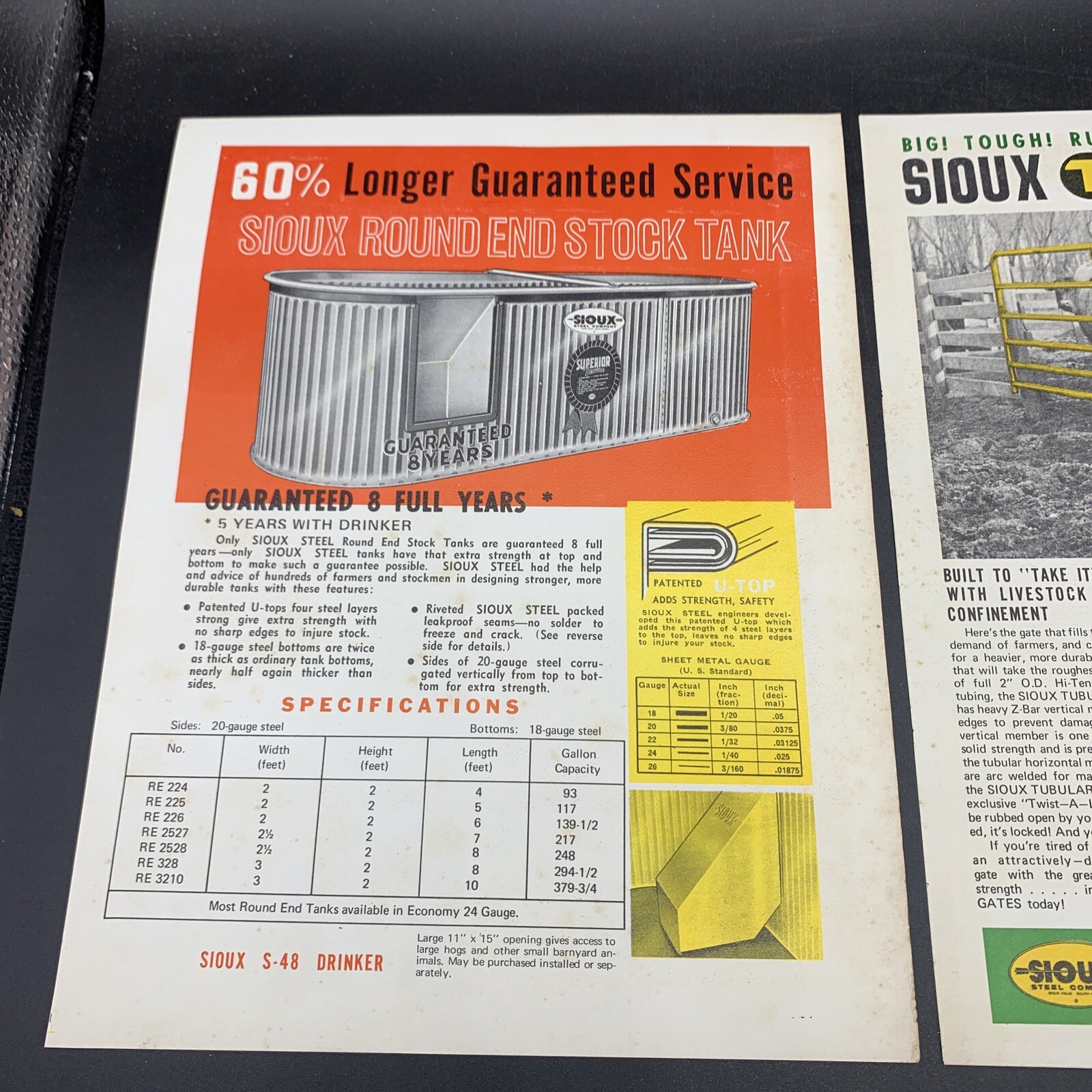 Pair 1950’s Sioux Steel Company Sales Brochures-Stock Tank/Tubular Gates