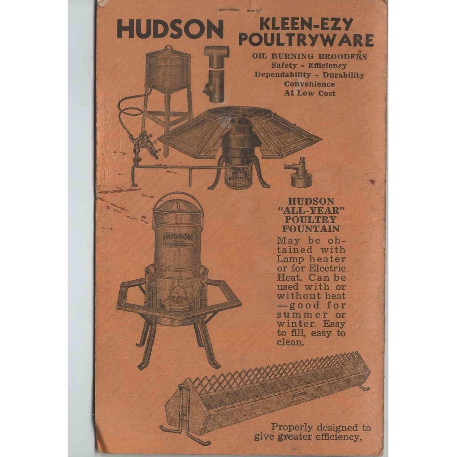 Vtg Hudson Kleen-Ezy Poultryware Advertising Memo Book Perfection Sprayer