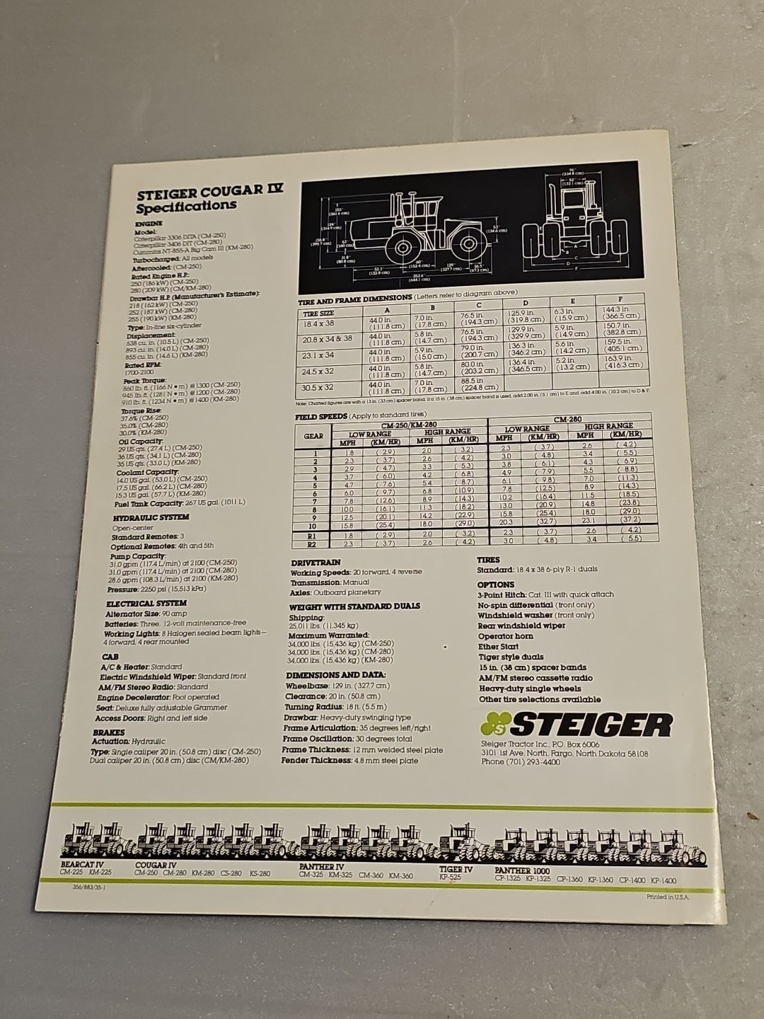 Original Steiger Cougar IV Tractor Foldout Brochure