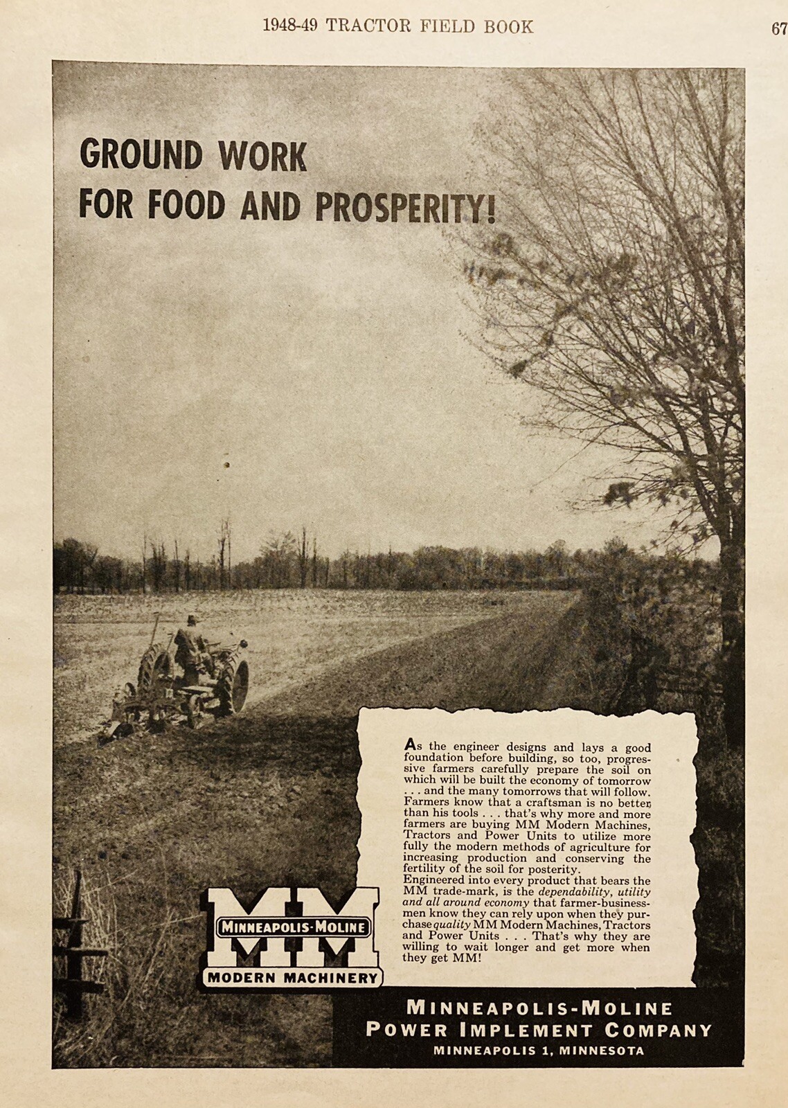 1948 AD.(XH80)~MINNEAPOLIS-MOLINE IMPLEMENT CO. MM MODERN TRACTOR MACHINES