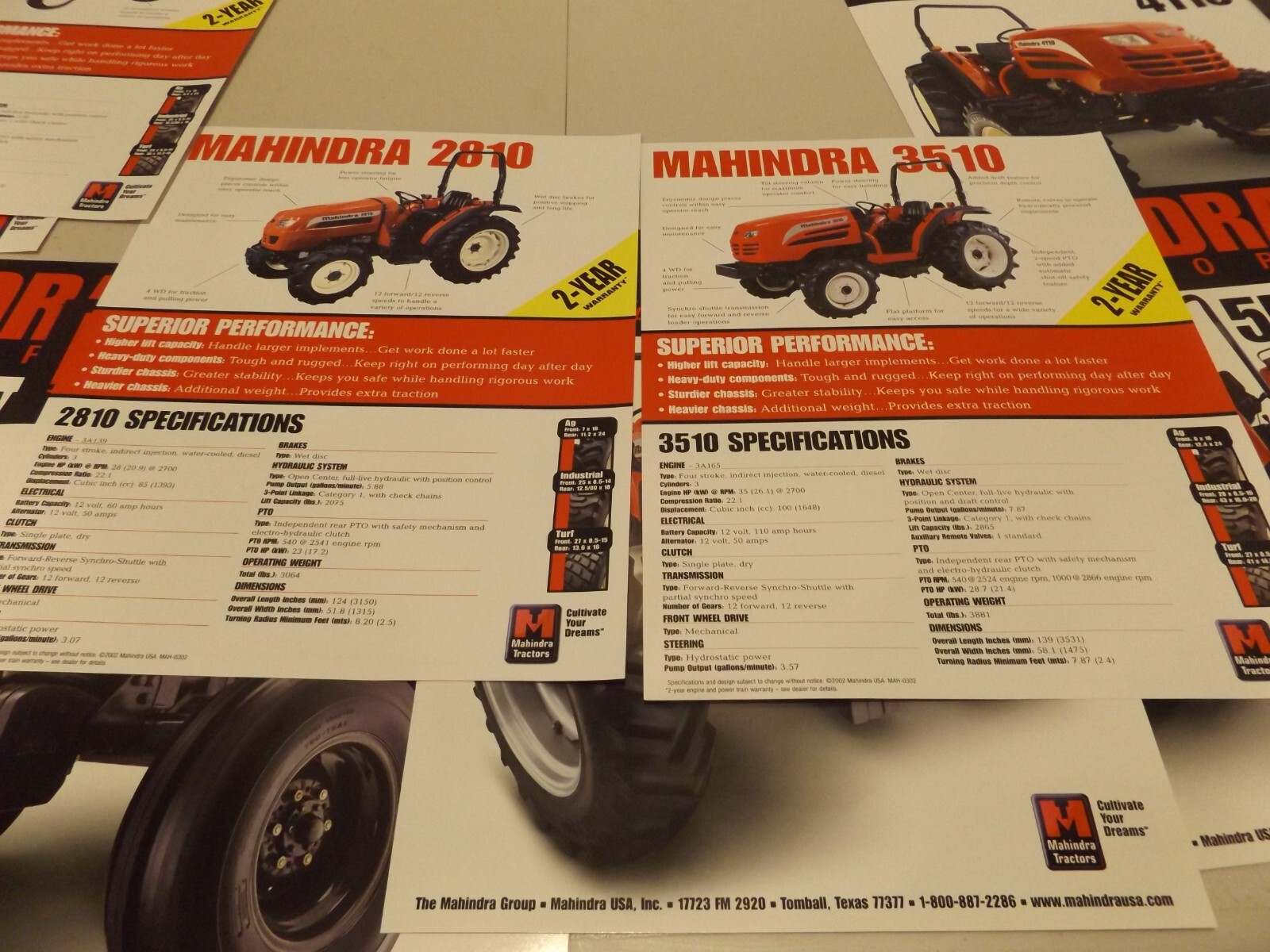 14-pc. MAHINDRA SERIES TRACTORS, 2002