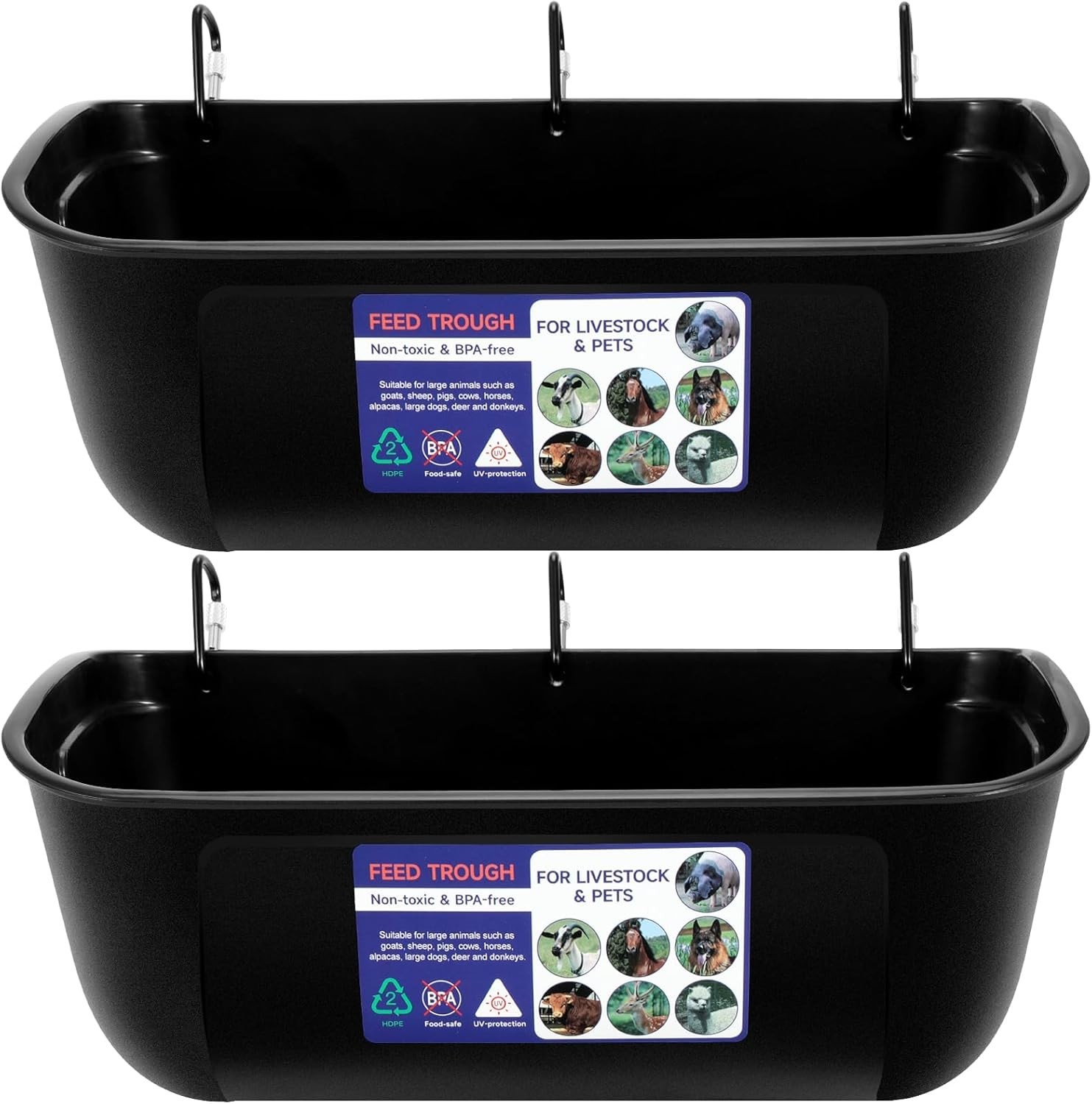 Efficient 9 Quart Feed Trough – No Waste Hanging Feeder for Large Animals